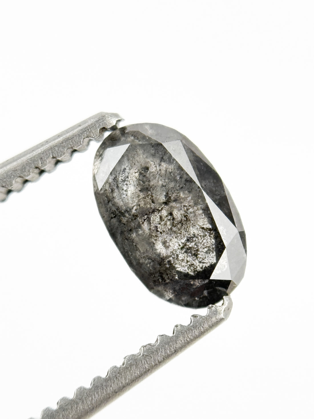 0.56 Ct Oval Rose Cut Grey Natural Salt and Pepper Diamond