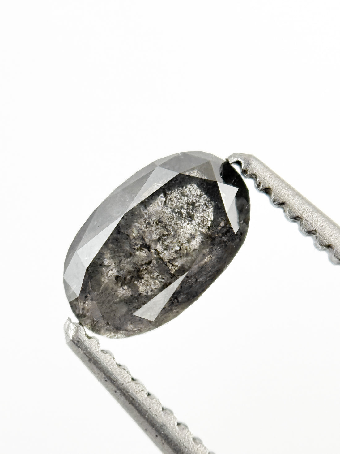 0.56 Ct Oval Rose Cut Grey Natural Salt and Pepper Diamond