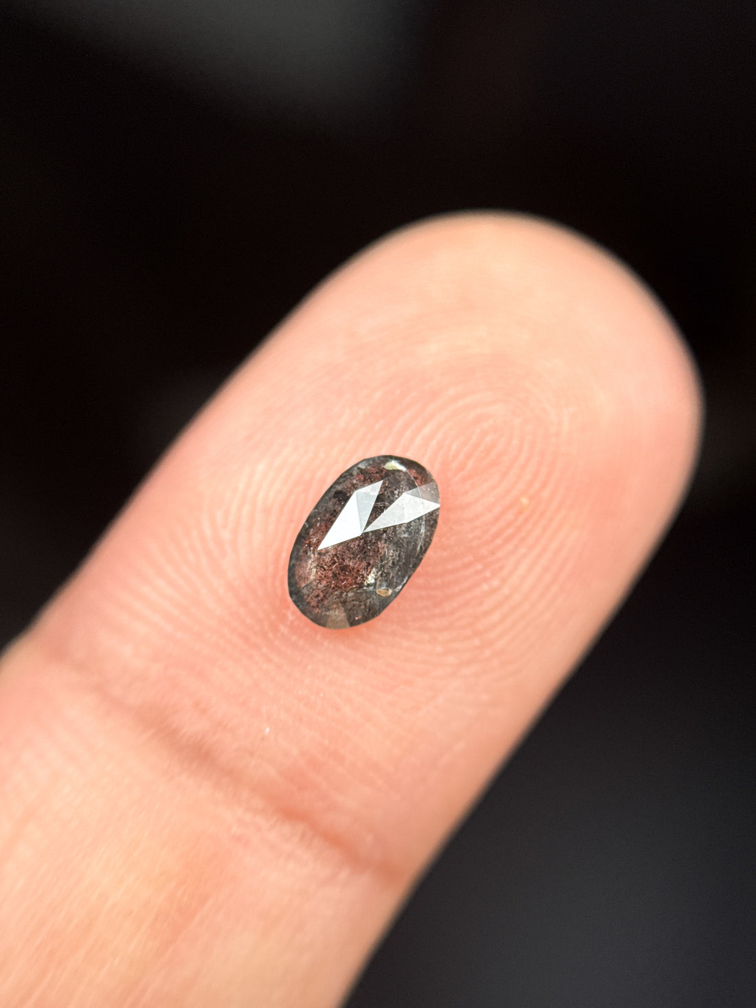 0.56 Ct Oval Rose Cut Grey Natural Salt and Pepper Diamond