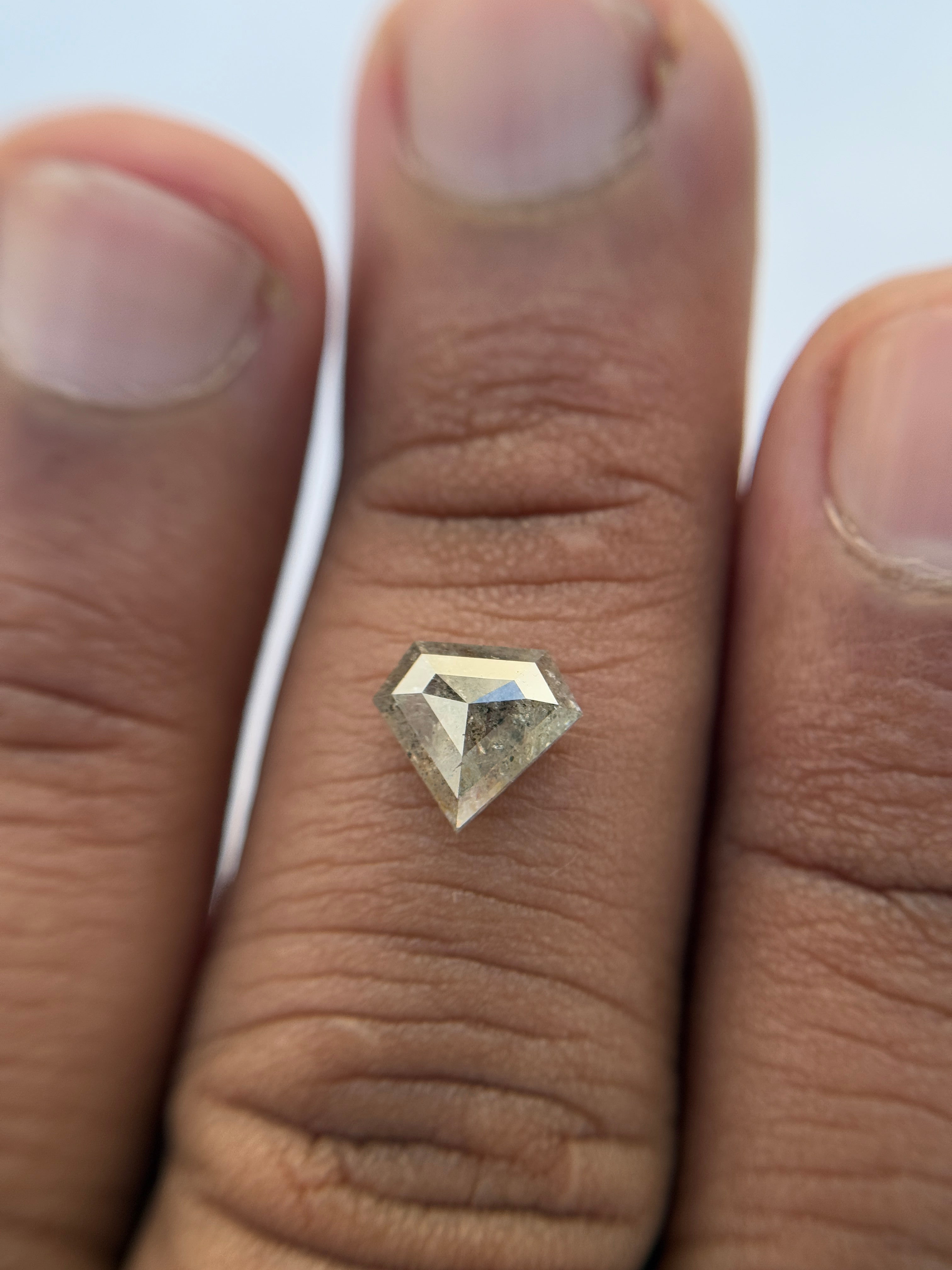 1.09 Ct Pentagon Rose Cut Grey Natural Salt and Pepper Diamond