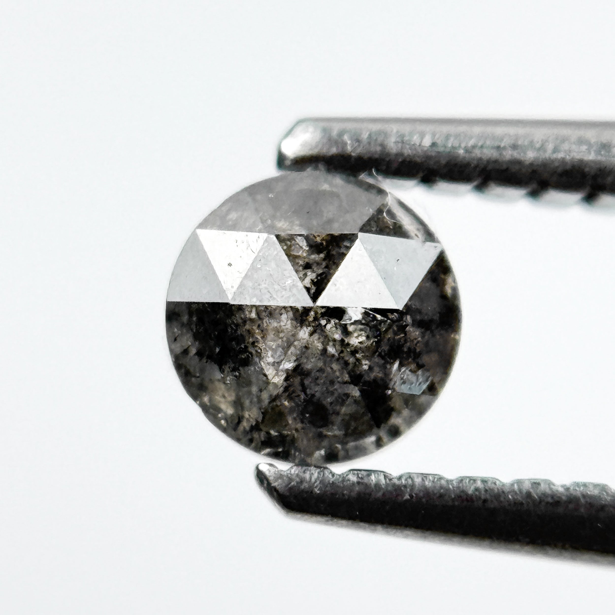 0.48 Ct Round Rose Cut Grey Natural Salt and Pepper Diamond