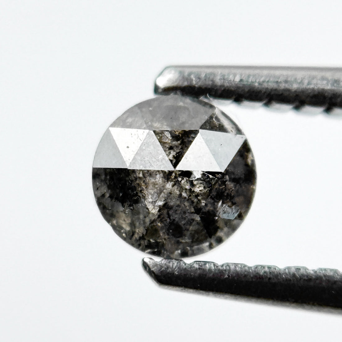 0.48 Ct Round Rose Cut Grey Natural Salt and Pepper Diamond