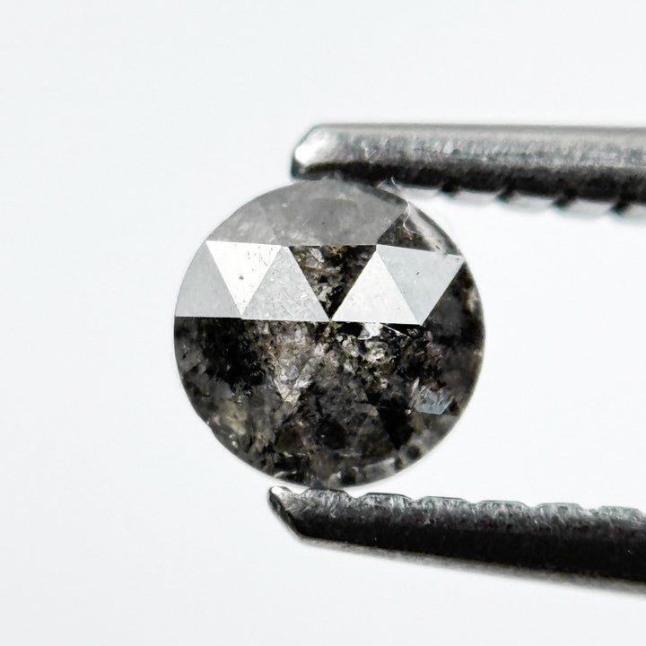 0.48 Ct Round Rose Cut Grey Natural Salt and Pepper Diamond