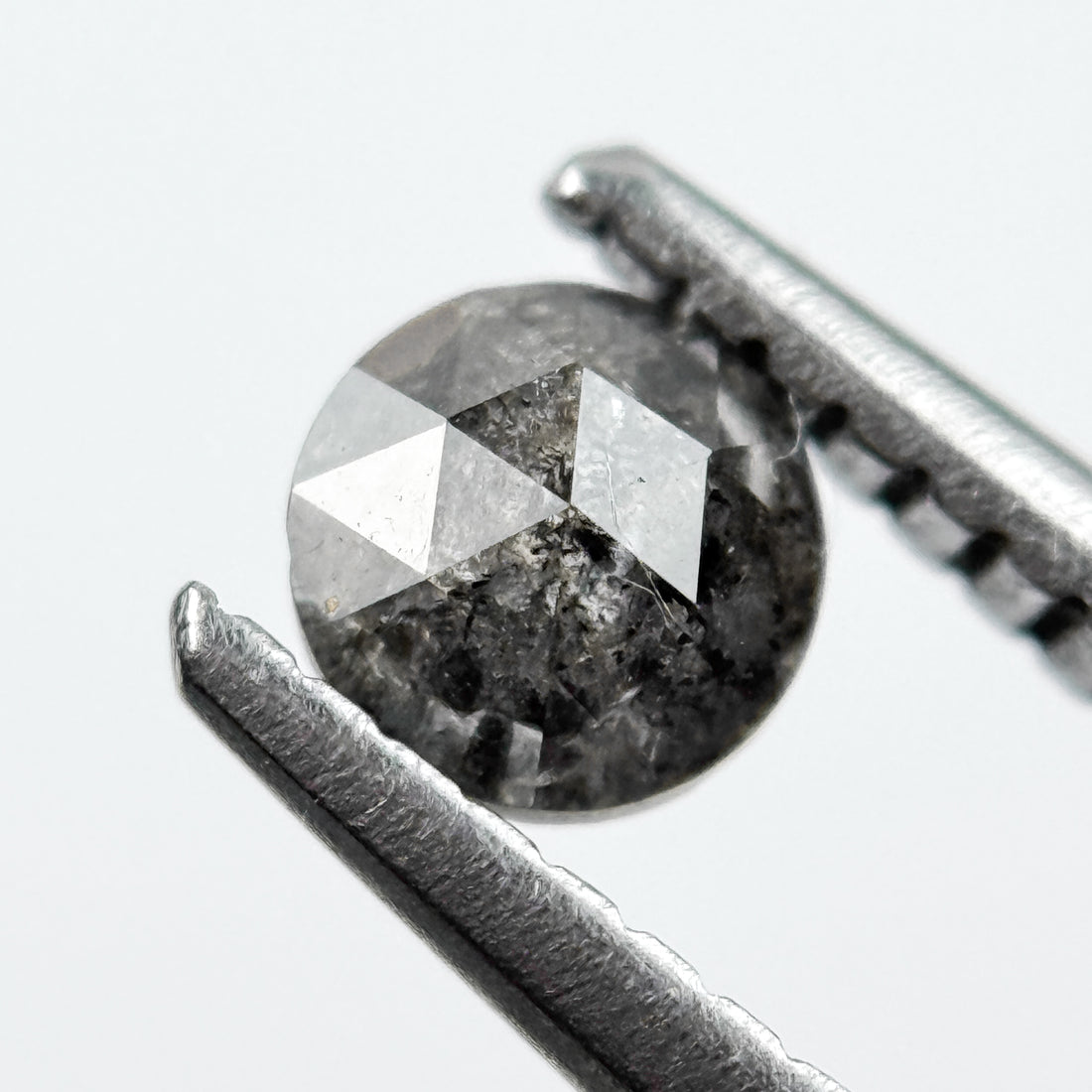 0.48 Ct Round Rose Cut Grey Natural Salt and Pepper Diamond