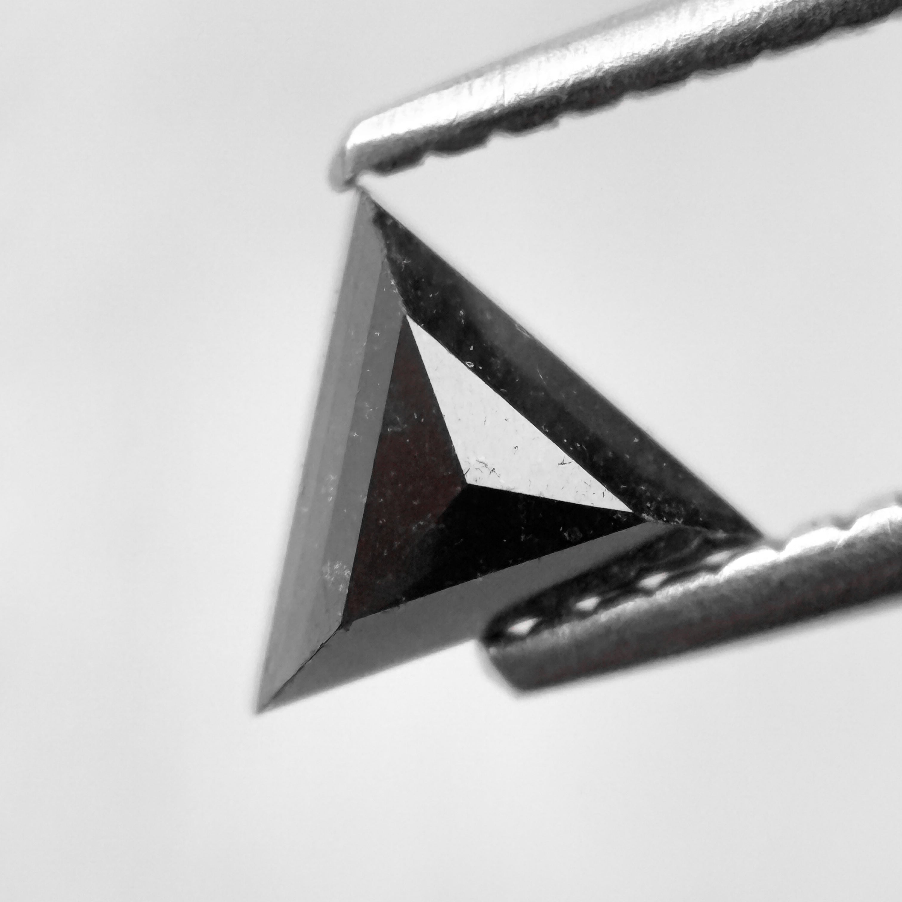 0.60 Ct Triangle Rose Cut Black Natural Salt and Pepper Diamond