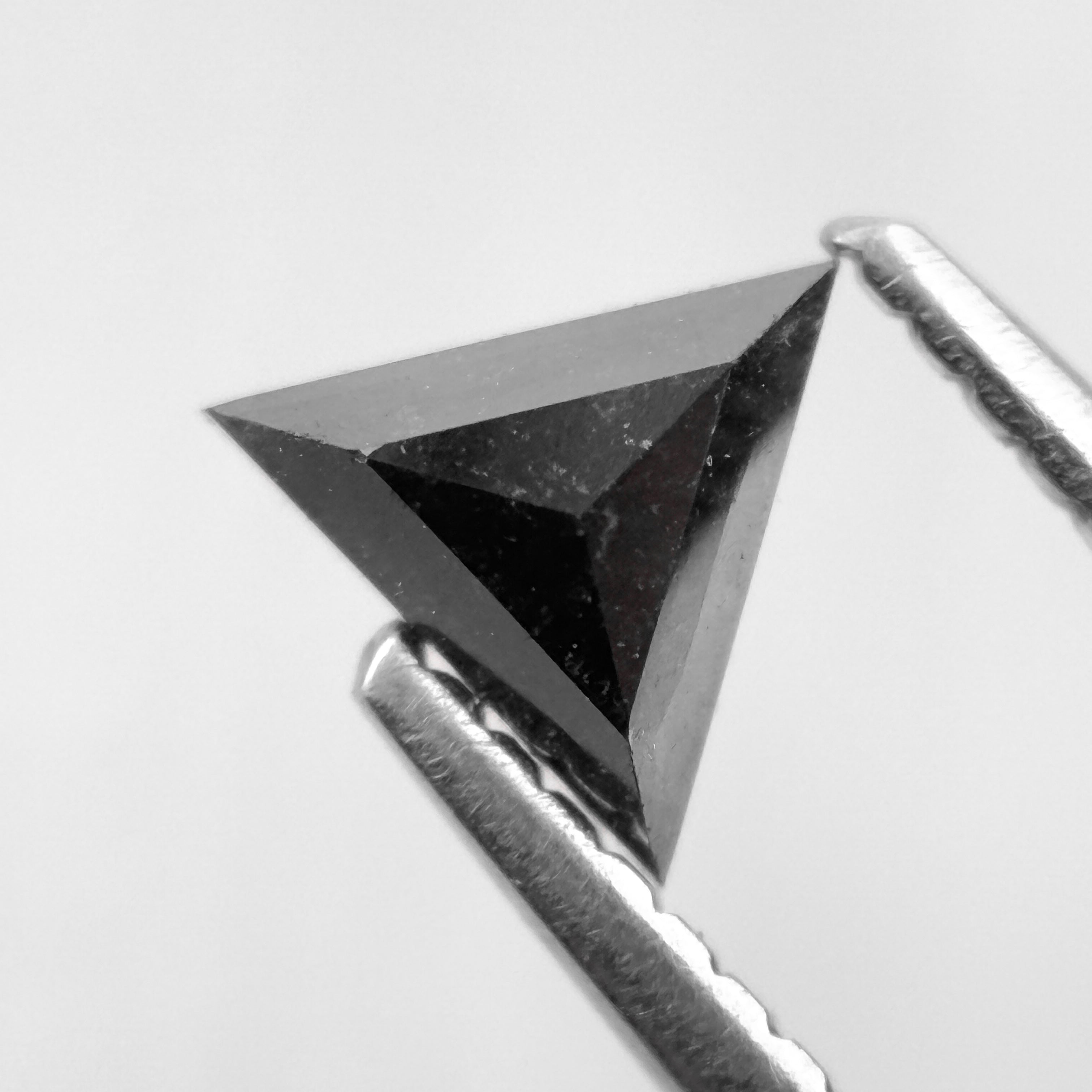 0.60 Ct Triangle Rose Cut Black Natural Salt and Pepper Diamond