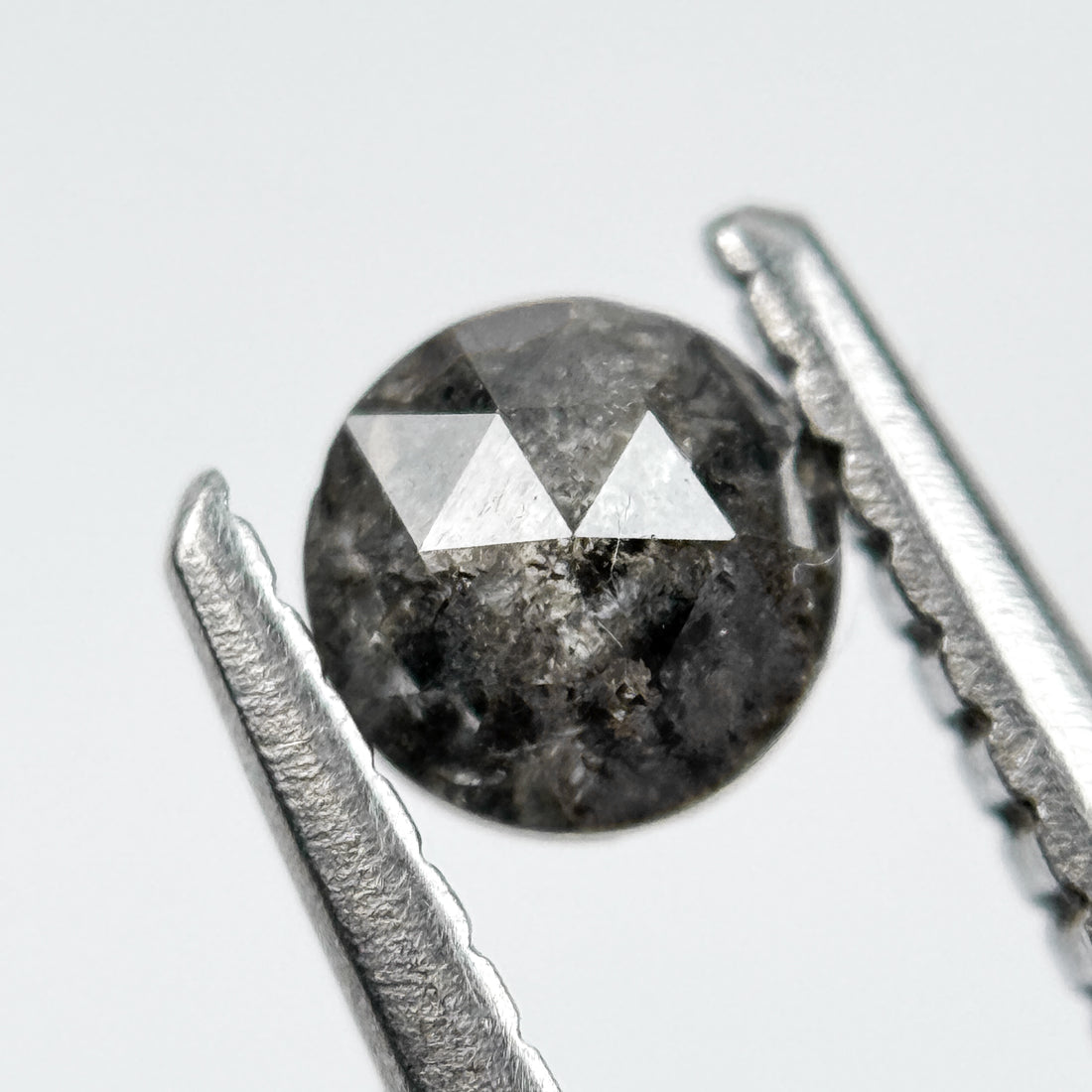 0.48 Ct Round Rose Cut Grey Natural Salt and Pepper Diamond