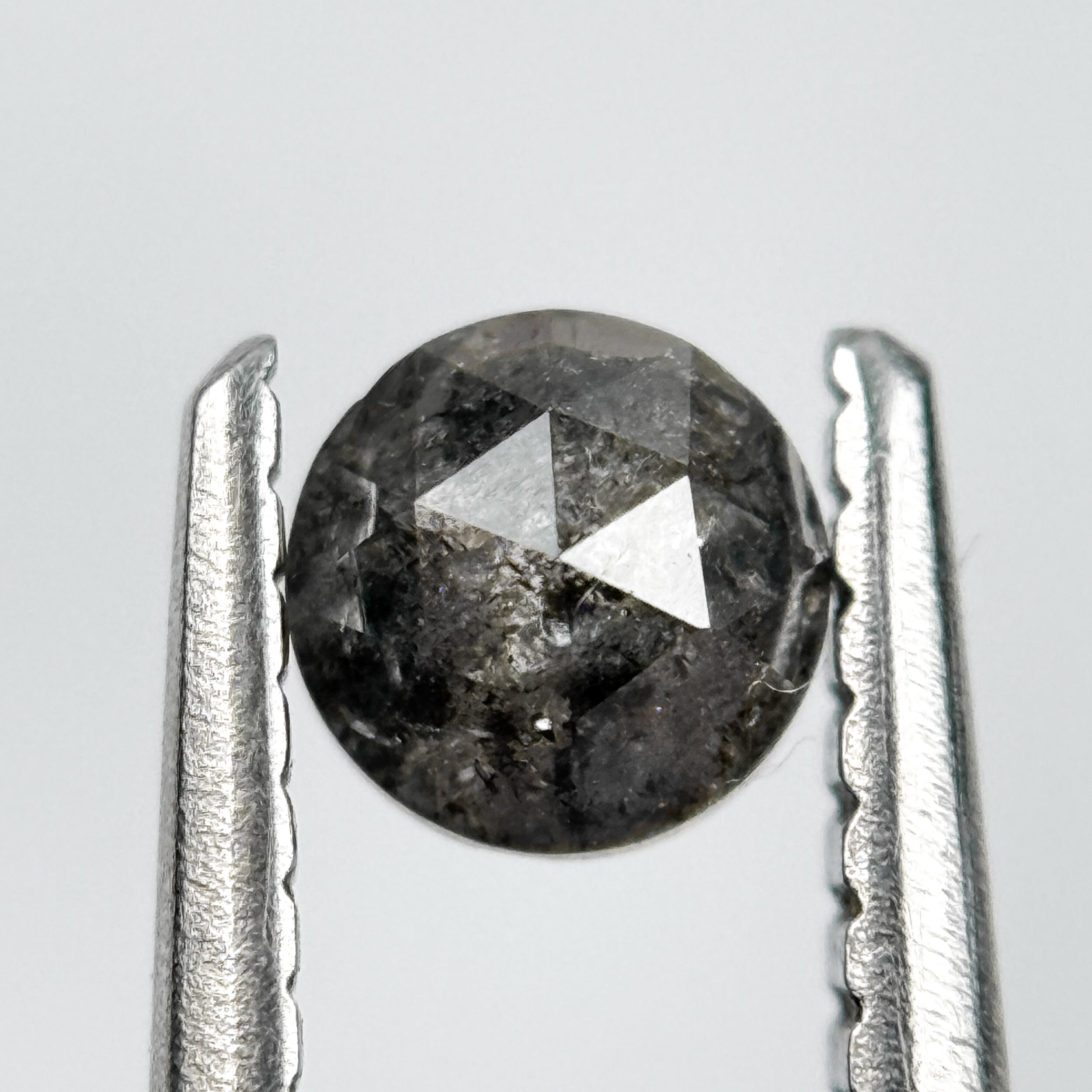 0.48 Ct Round Rose Cut Grey Natural Salt and Pepper Diamond