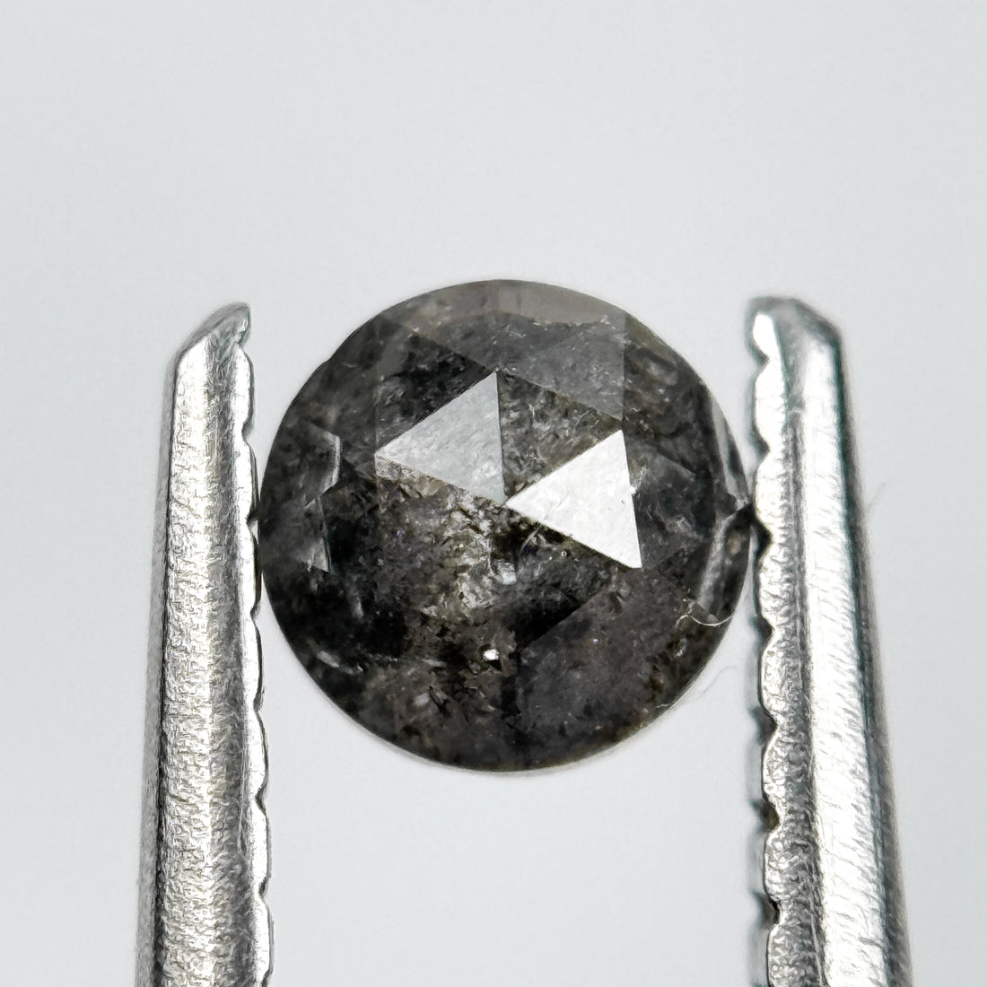 0.48 Ct Round Rose Cut Grey Natural Salt and Pepper Diamond