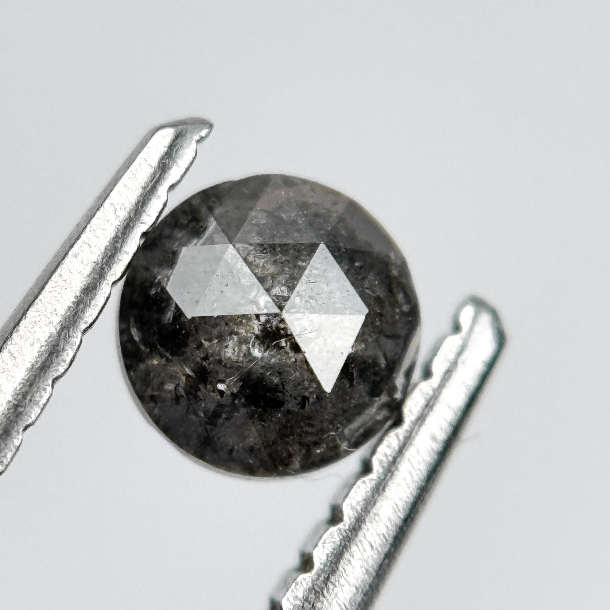 0.48 Ct Round Rose Cut Grey Natural Salt and Pepper Diamond