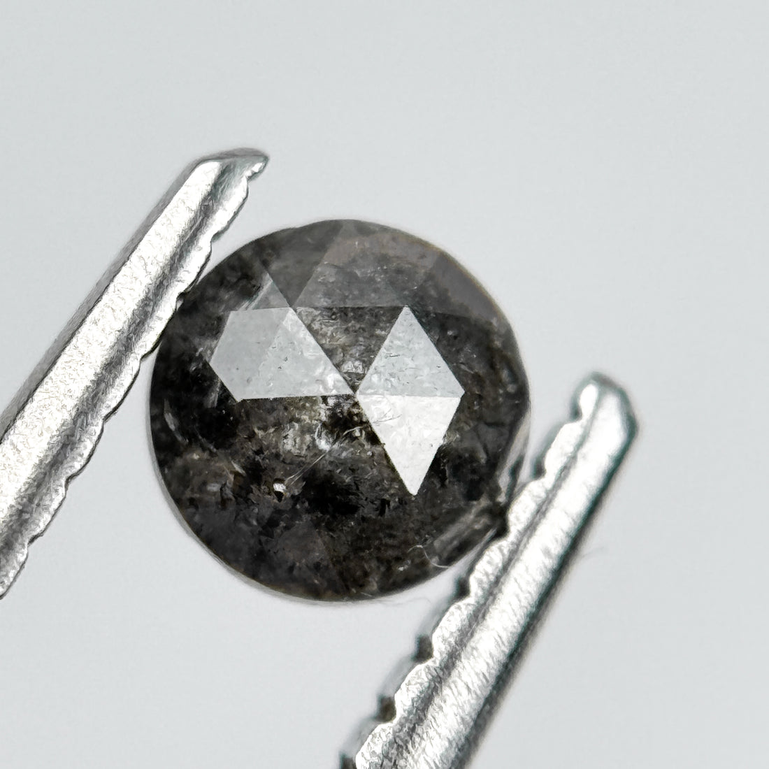 0.48 Ct Round Rose Cut Grey Natural Salt and Pepper Diamond