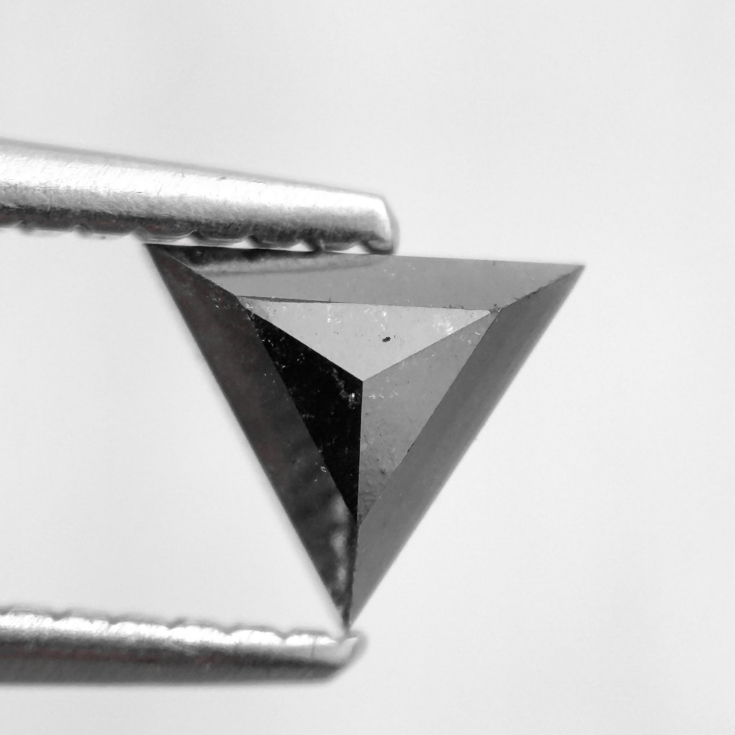 0.60 Ct Triangle Rose Cut Black Natural Salt and Pepper Diamond