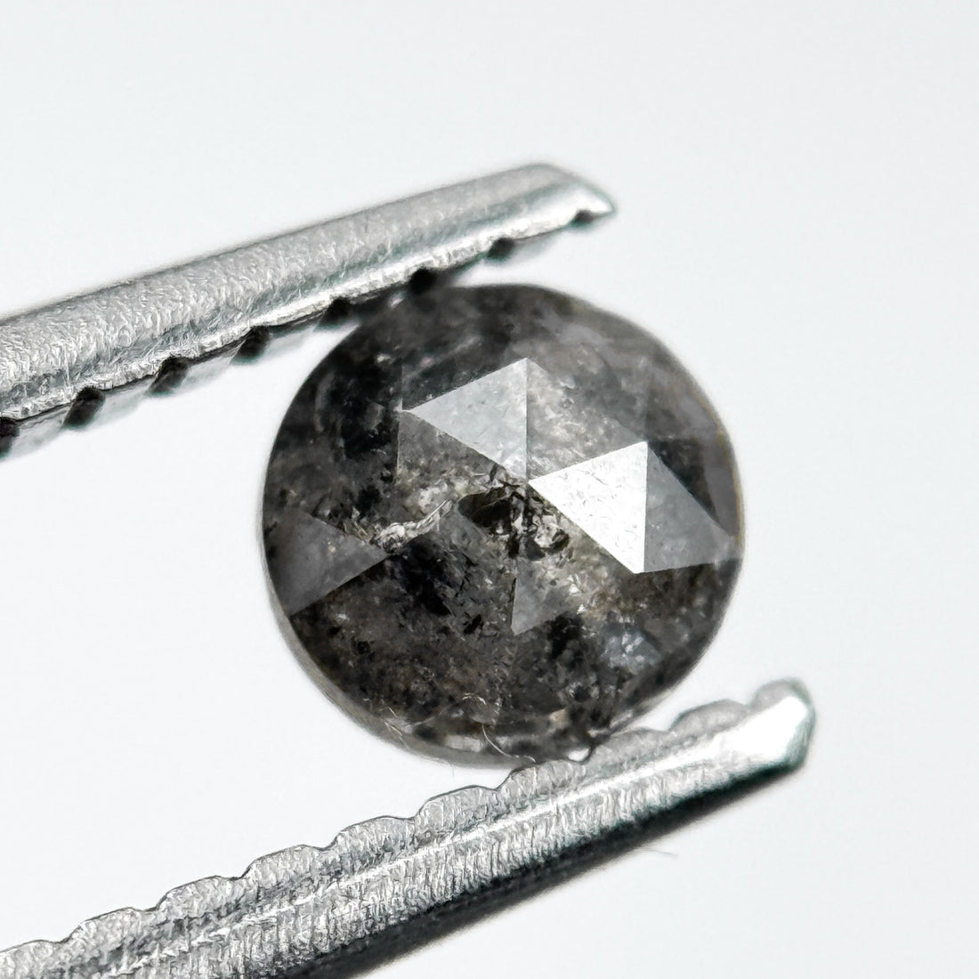0.48 Ct Round Rose Cut Grey Natural Salt and Pepper Diamond