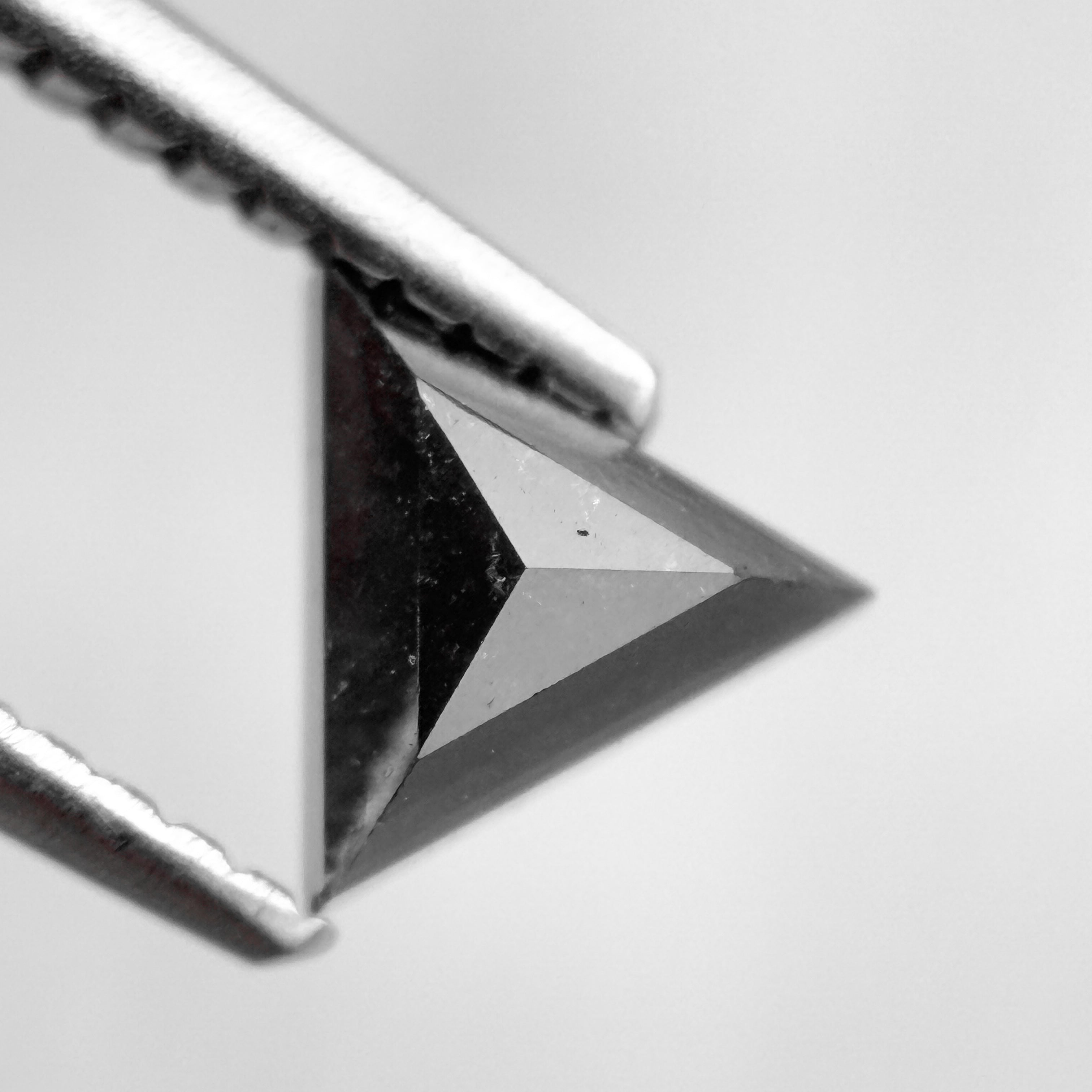 0.60 Ct Triangle Rose Cut Black Natural Salt and Pepper Diamond