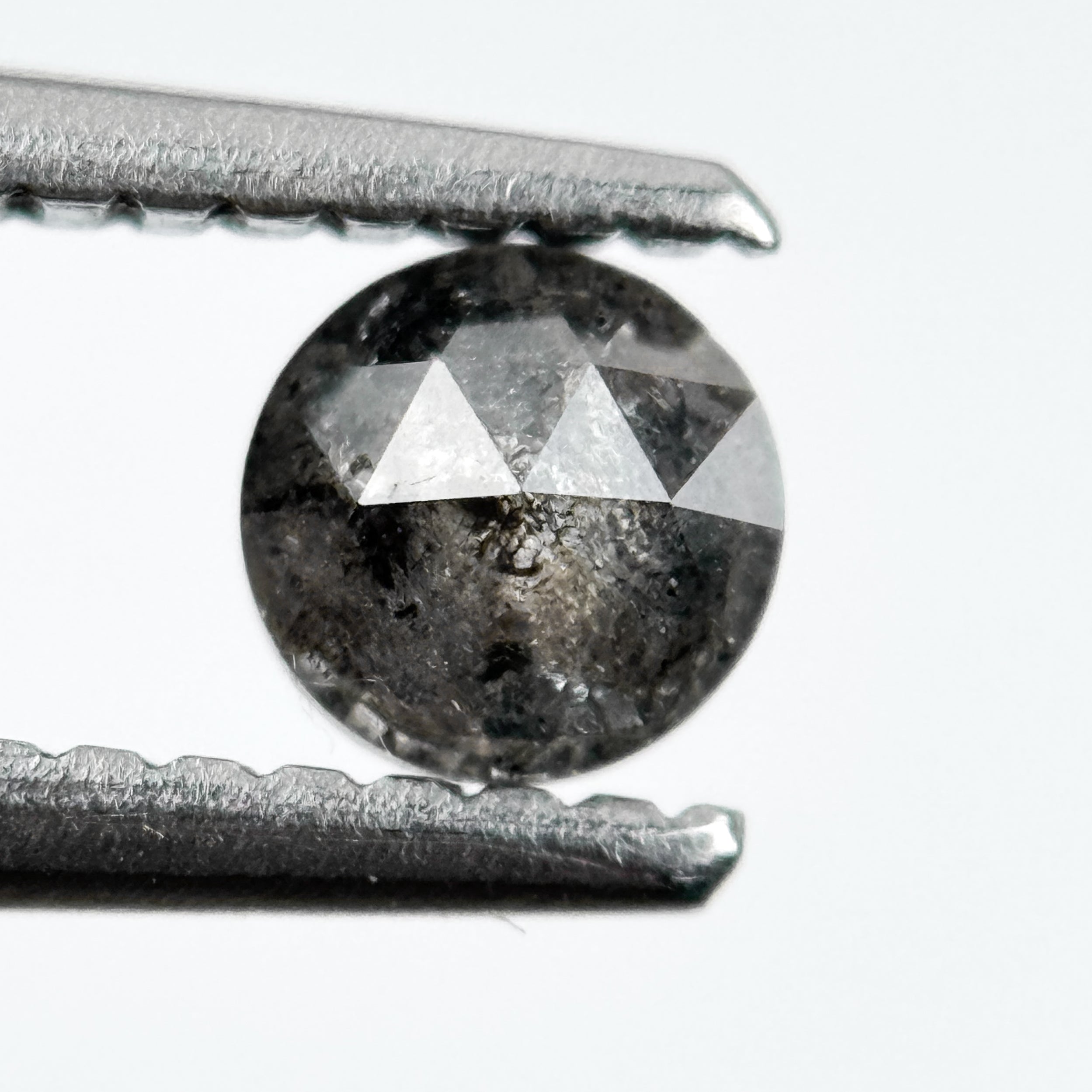 0.48 Ct Round Rose Cut Grey Natural Salt and Pepper Diamond