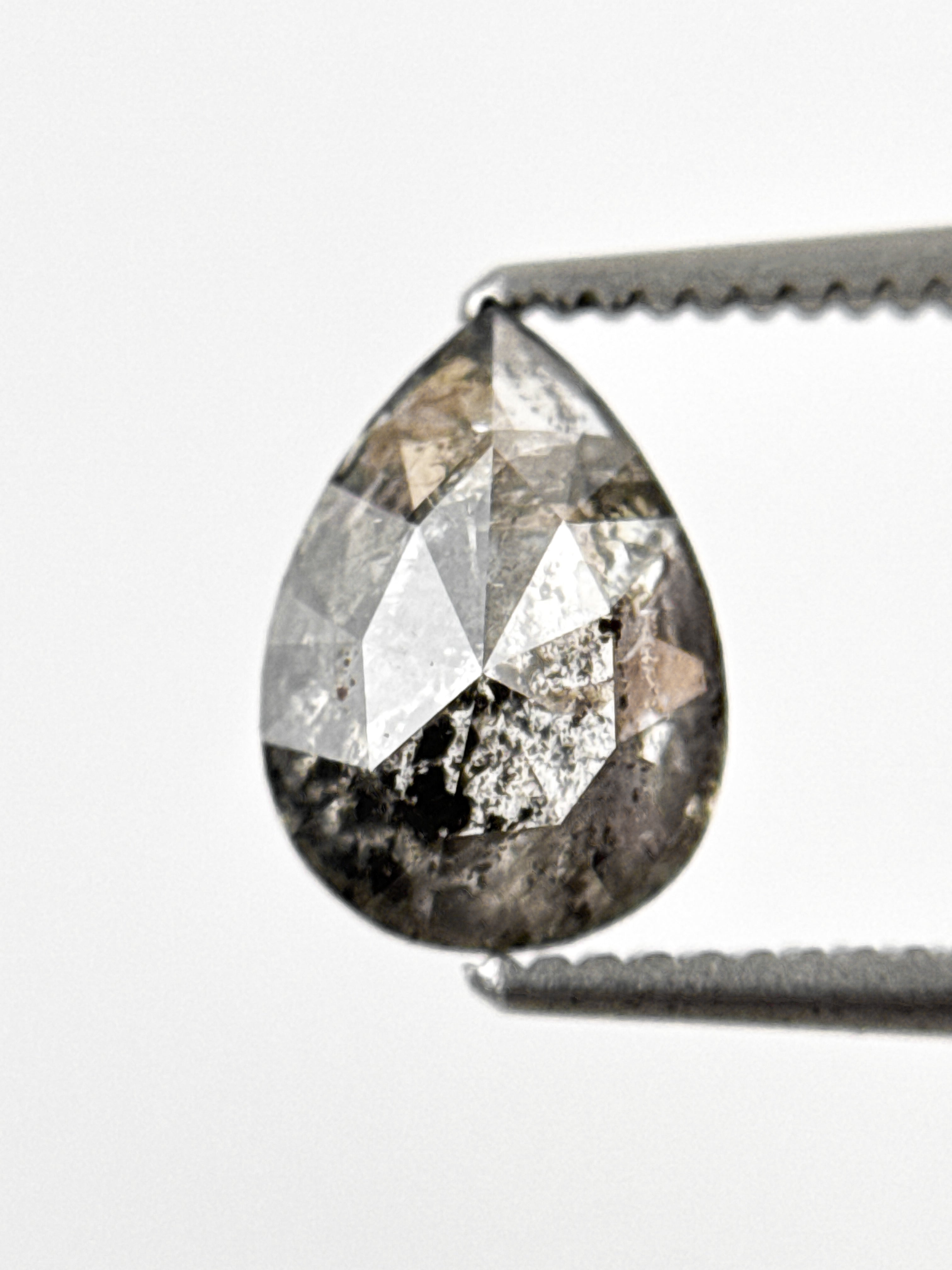 1.27 Ct Pear Rose Cut Grey Natural Galaxy Diamond