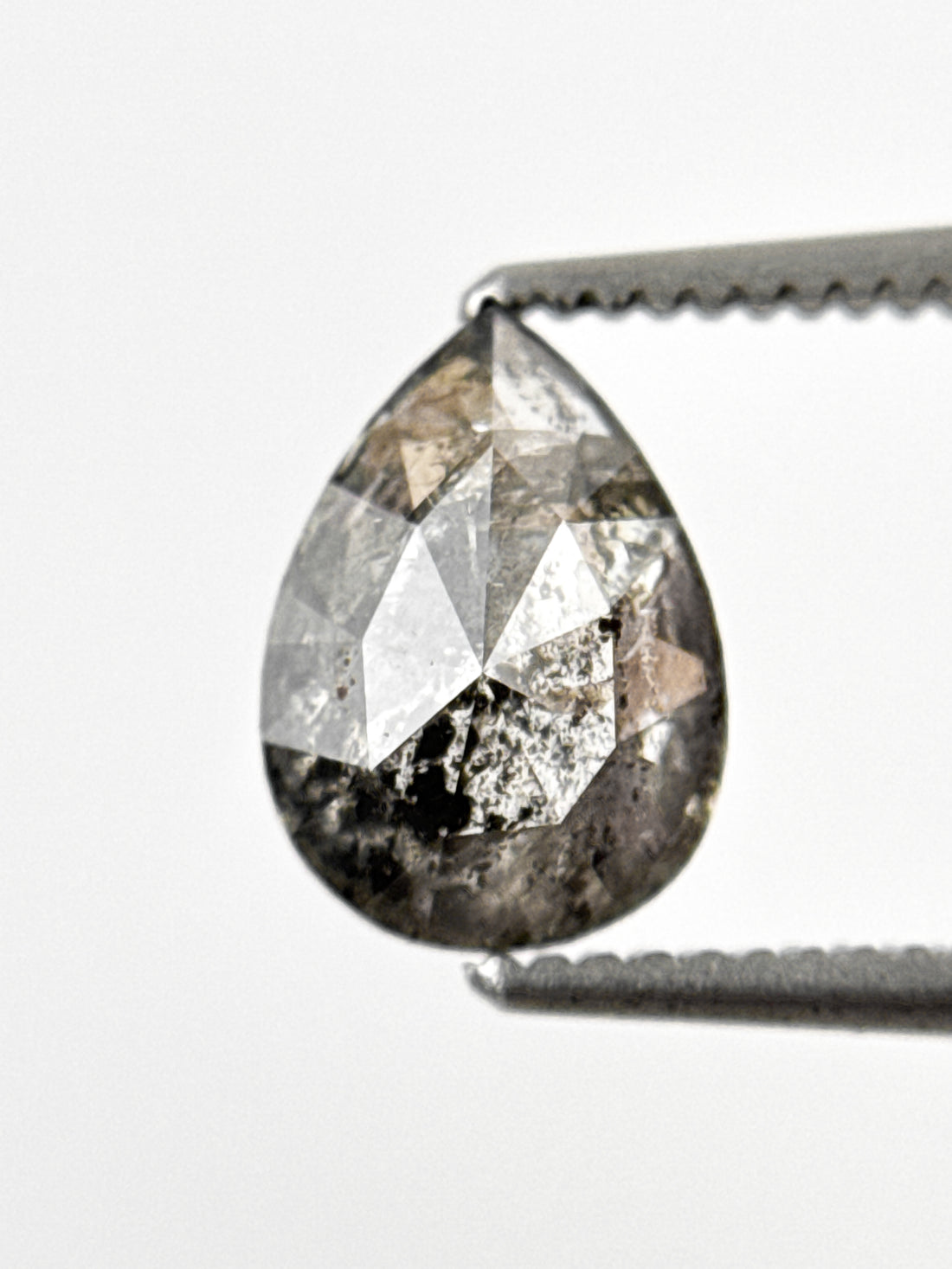 1.27 Ct Pear Rose Cut Grey Natural Galaxy Diamond