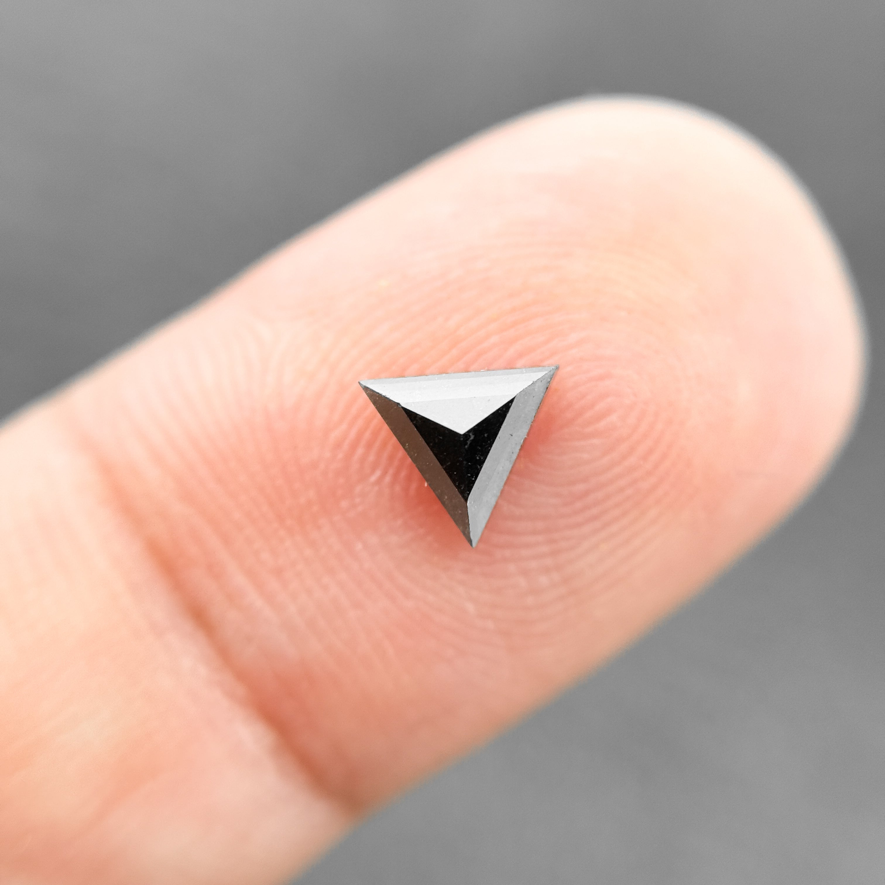 0.60 Ct Triangle Rose Cut Black Natural Salt and Pepper Diamond