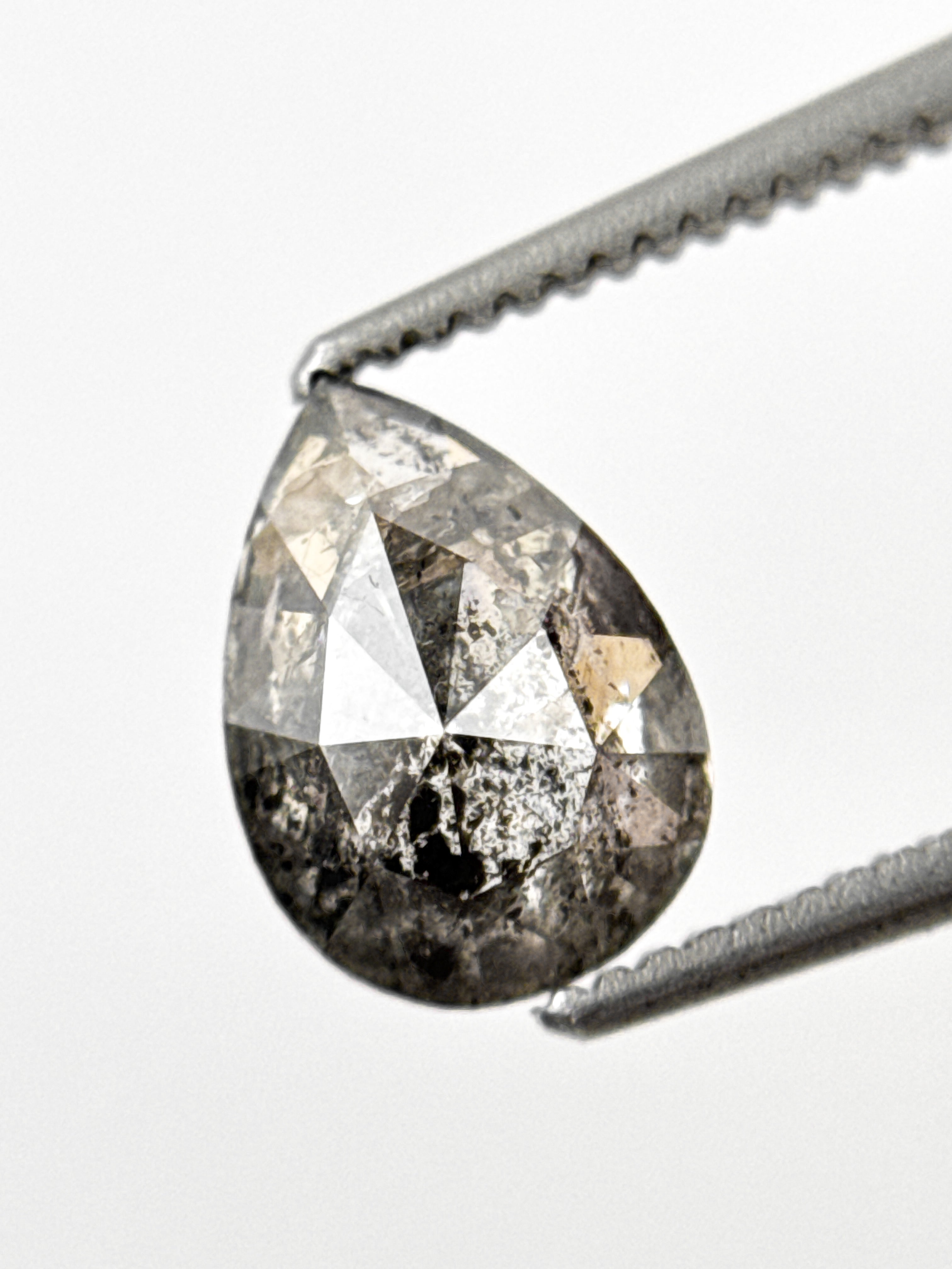 1.27 Ct Pear Rose Cut Grey Natural Galaxy Diamond