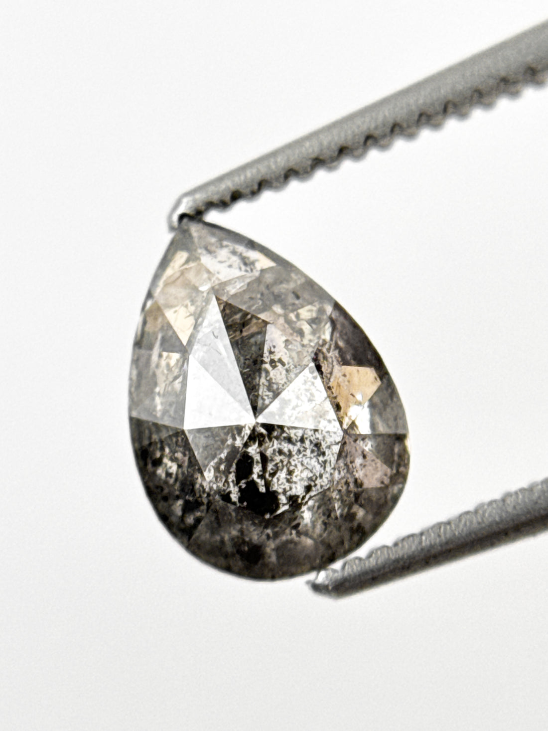 1.27 Ct Pear Rose Cut Grey Natural Galaxy Diamond