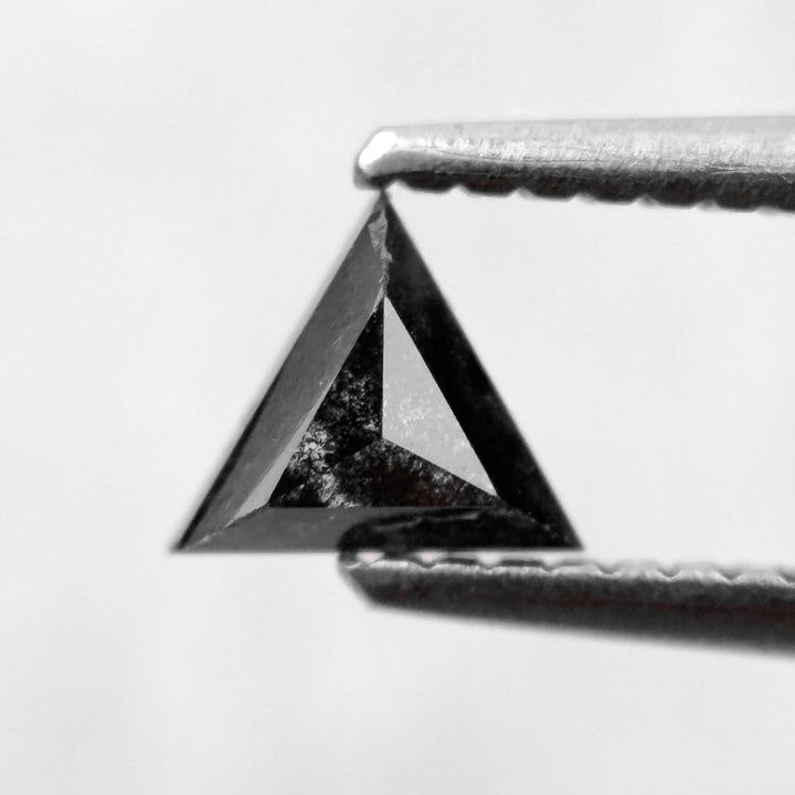 0.40 Ct Triangle Rose Cut Black Natural Salt and Pepper Diamond