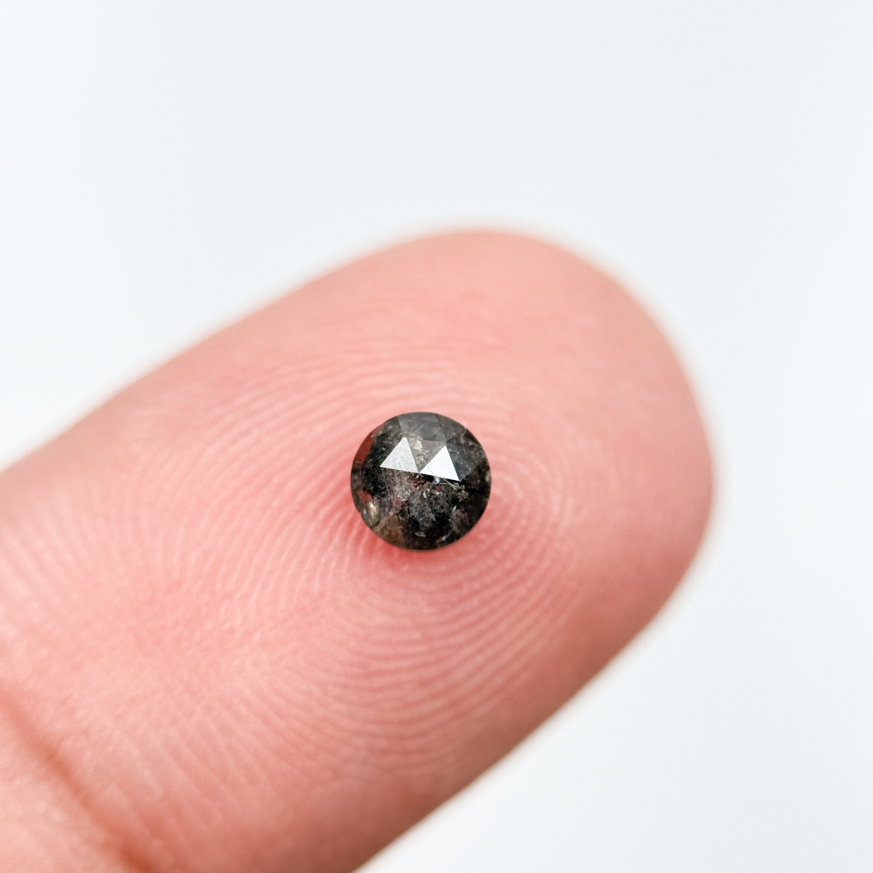 0.48 Ct Round Rose Cut Grey Natural Salt and Pepper Diamond