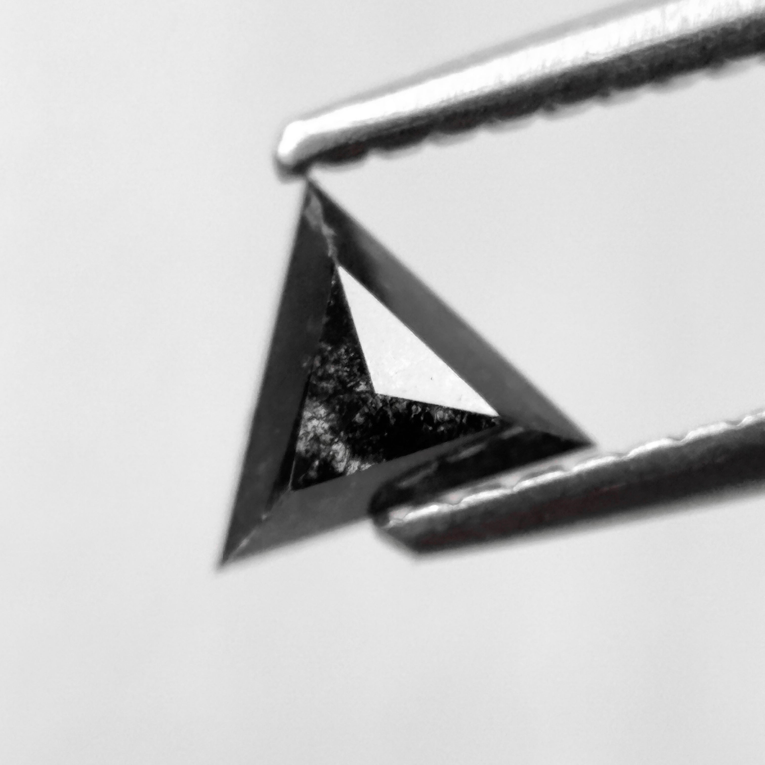 0.40 Ct Triangle Rose Cut Black Natural Salt and Pepper Diamond