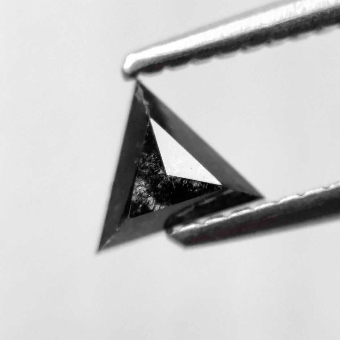 0.40 Ct Triangle Rose Cut Black Natural Salt and Pepper Diamond