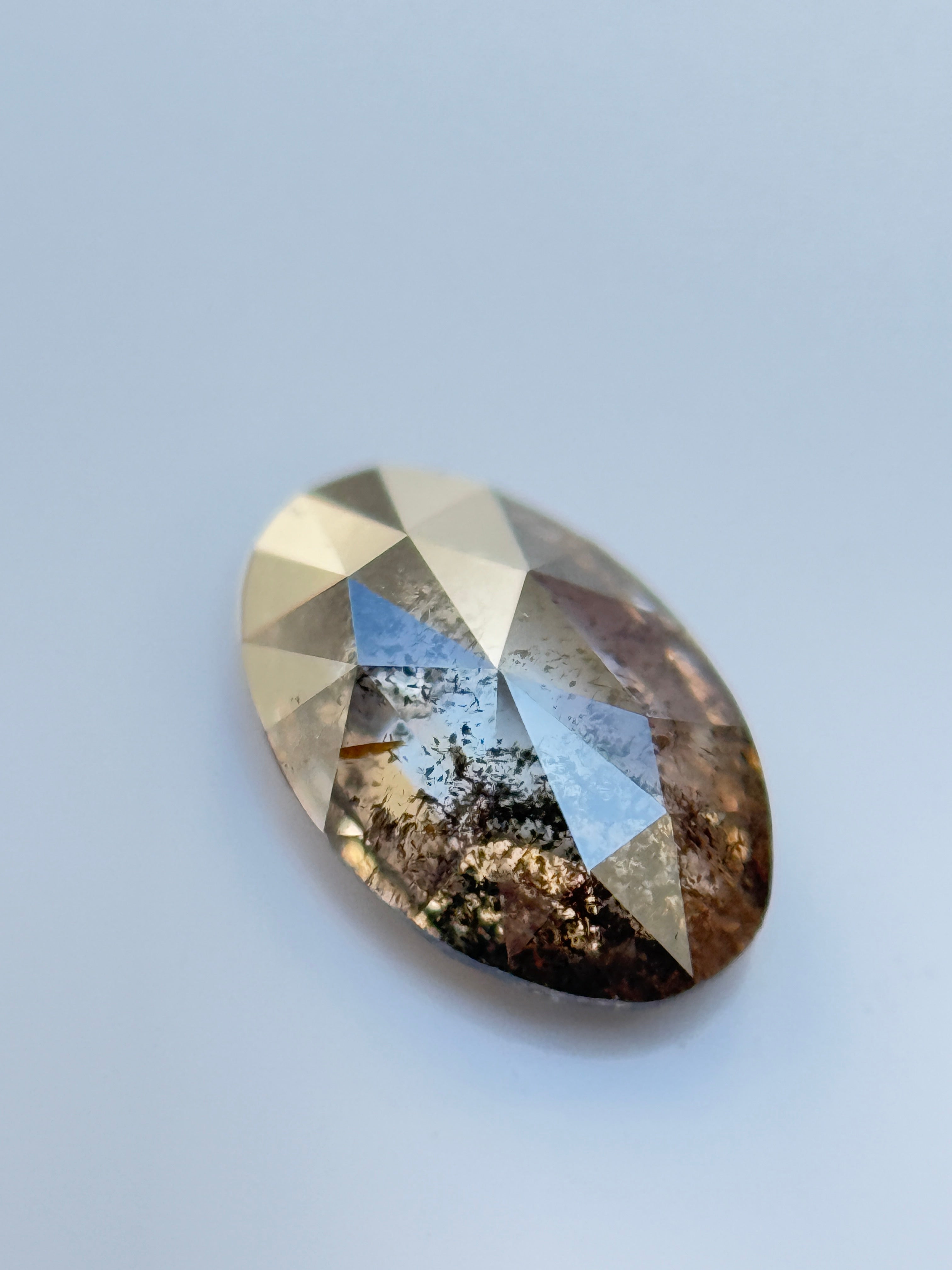 0.70 Ct Oval Rose Cut Grey Natural Salt and Pepper Diamond