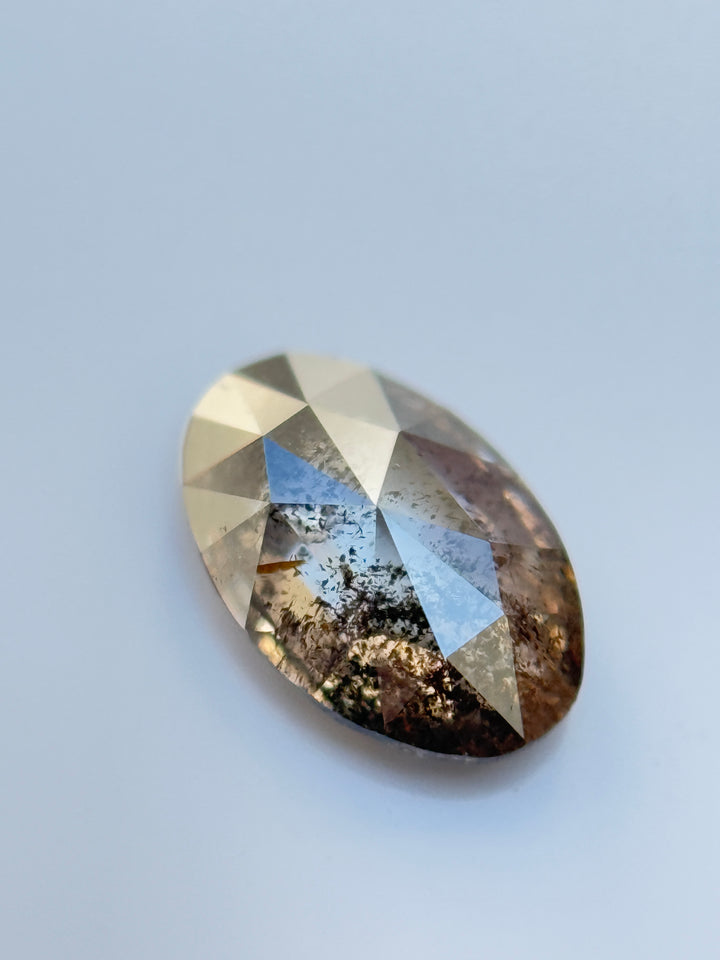 0.70 Ct Oval Rose Cut Grey Natural Salt and Pepper Diamond