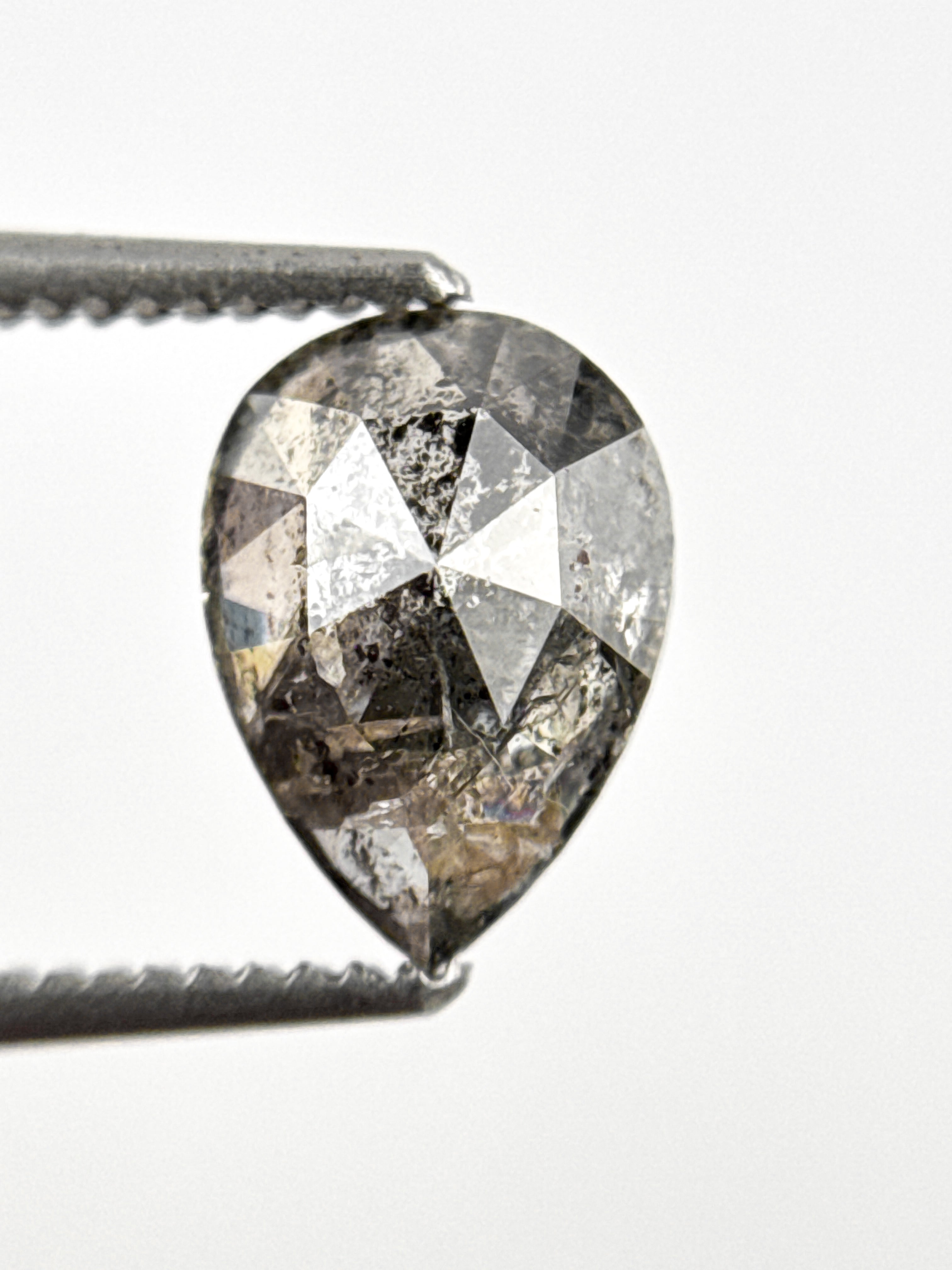 1.27 Ct Pear Rose Cut Grey Natural Galaxy Diamond