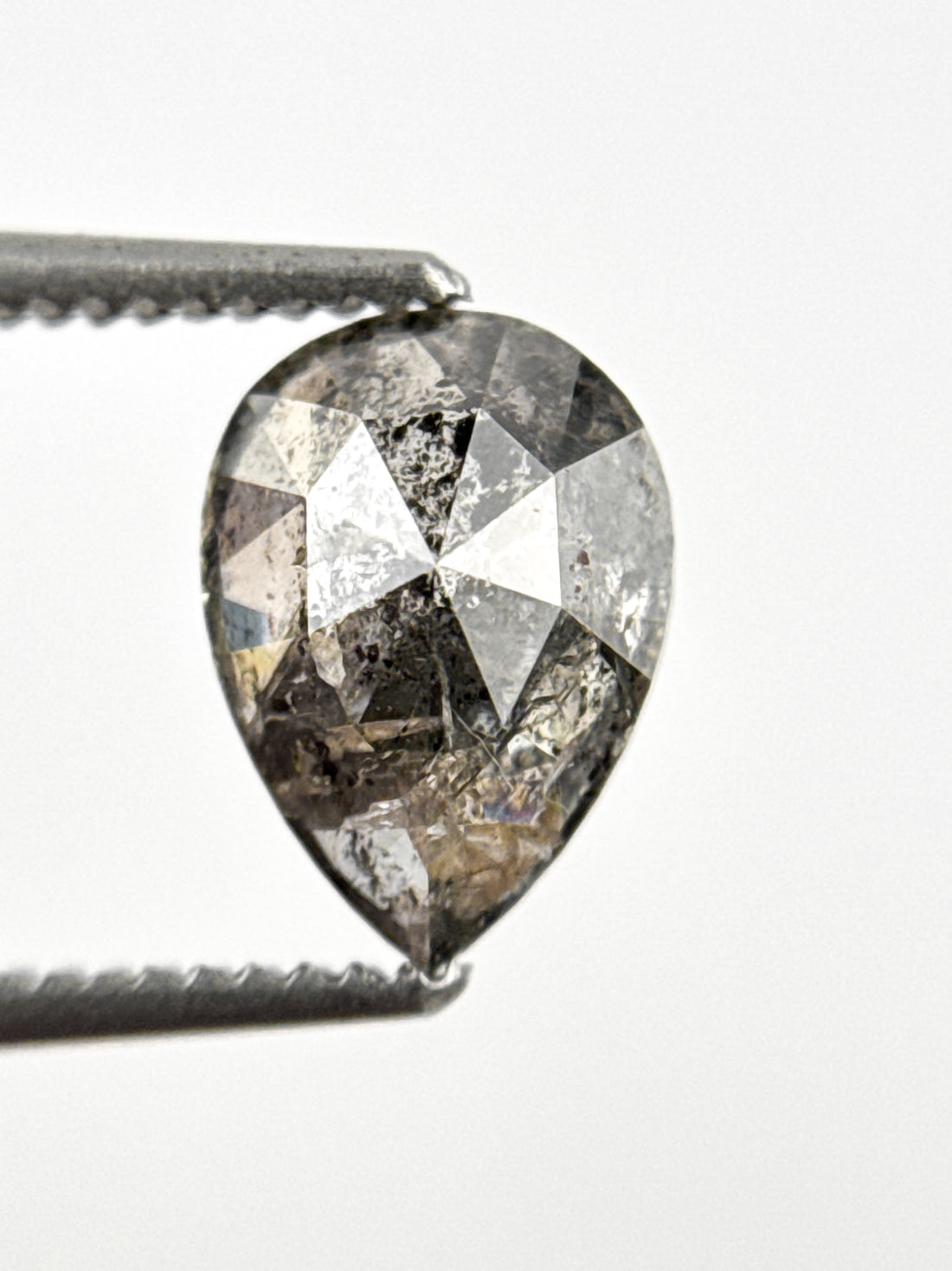 1.27 Ct Pear Rose Cut Grey Natural Galaxy Diamond