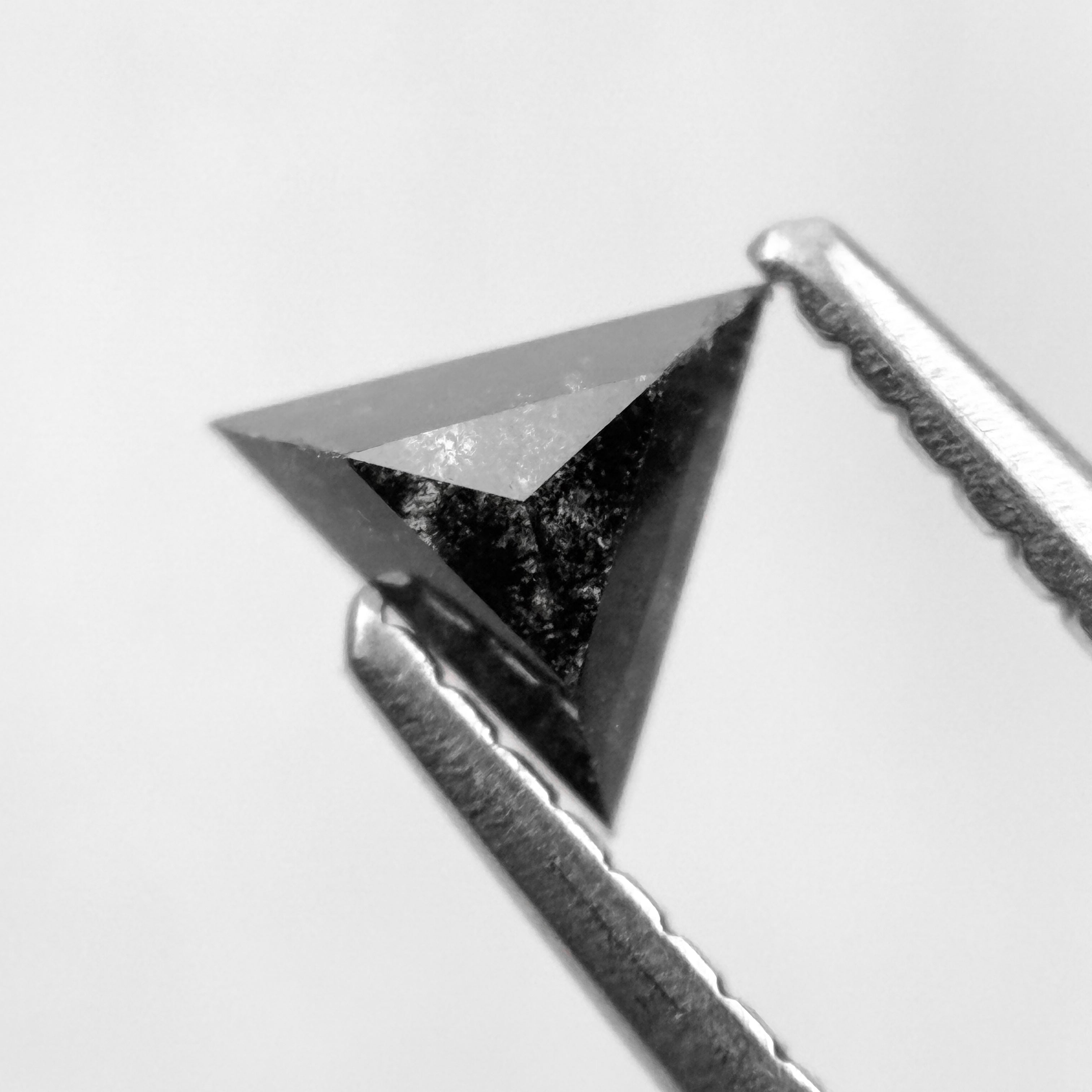0.40 Ct Triangle Rose Cut Black Natural Salt and Pepper Diamond
