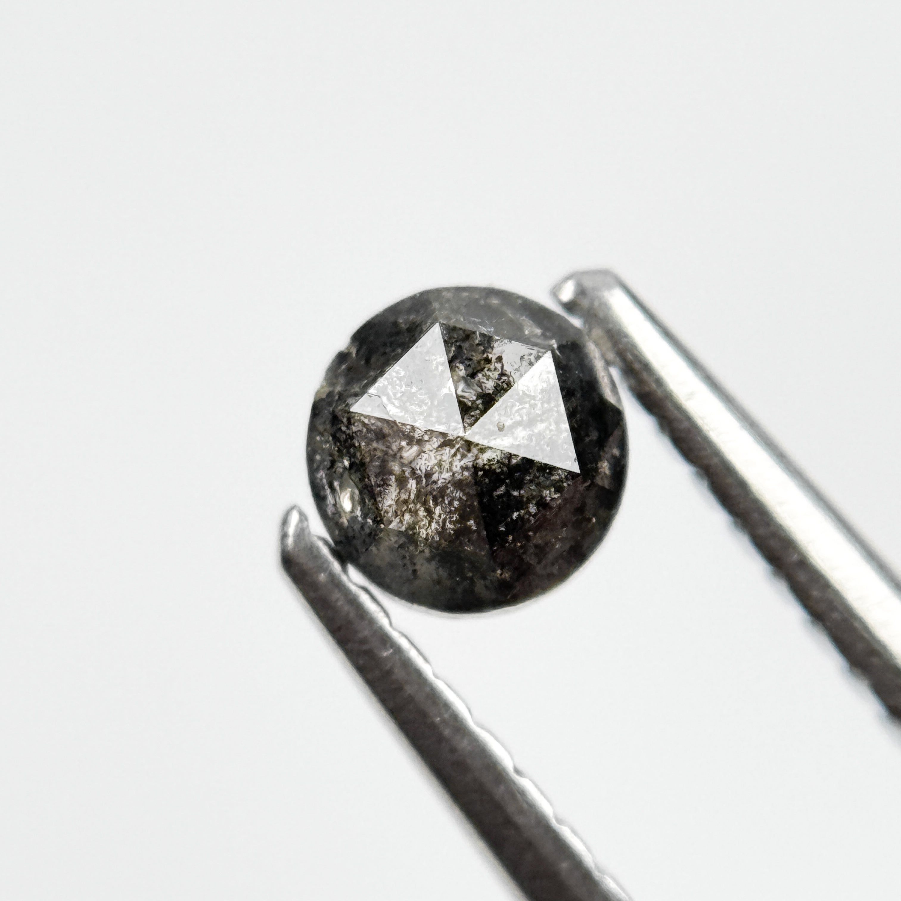 0.32 Ct Round Rose Cut Grey Natural Salt and Pepper Diamond