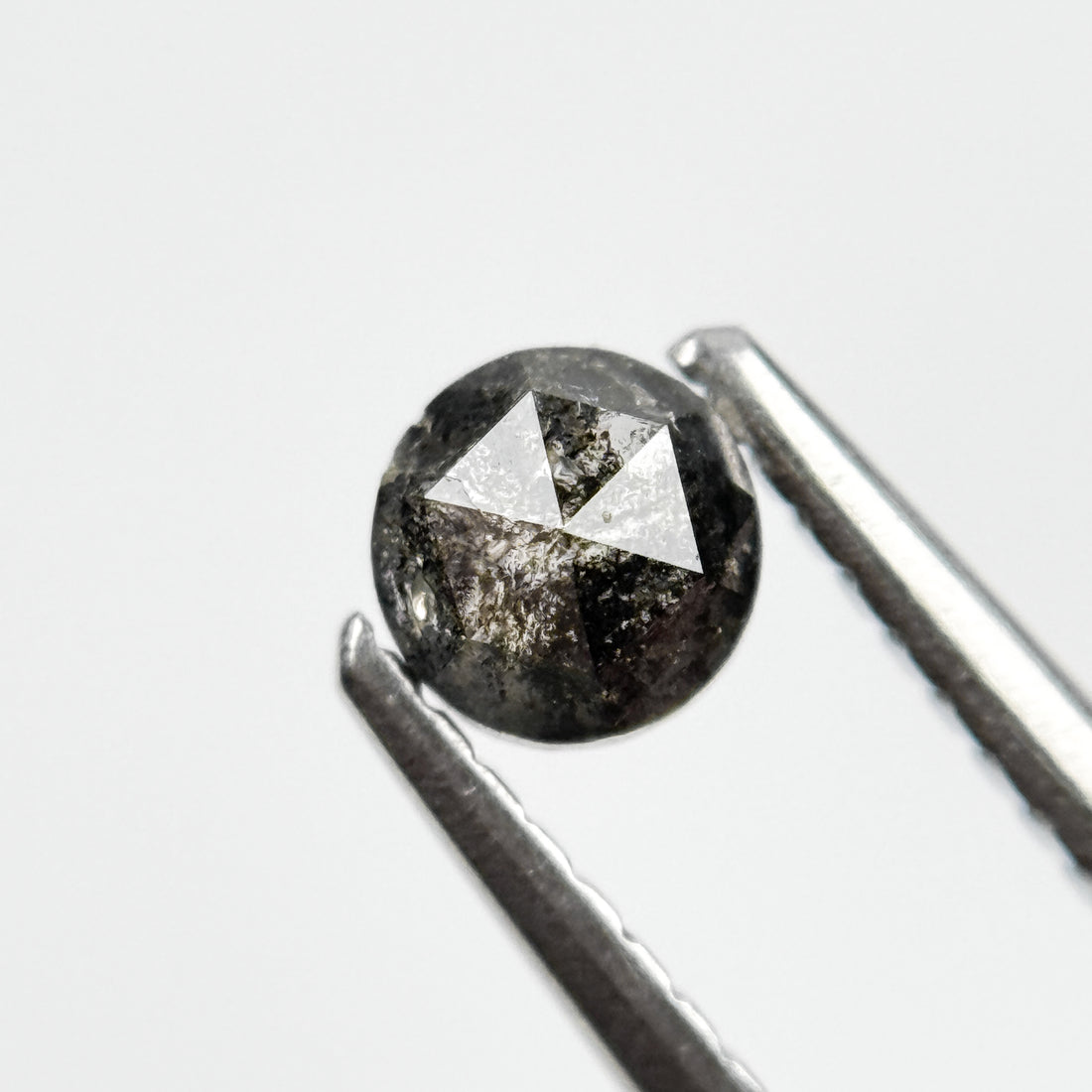 0.32 Ct Round Rose Cut Grey Natural Salt and Pepper Diamond