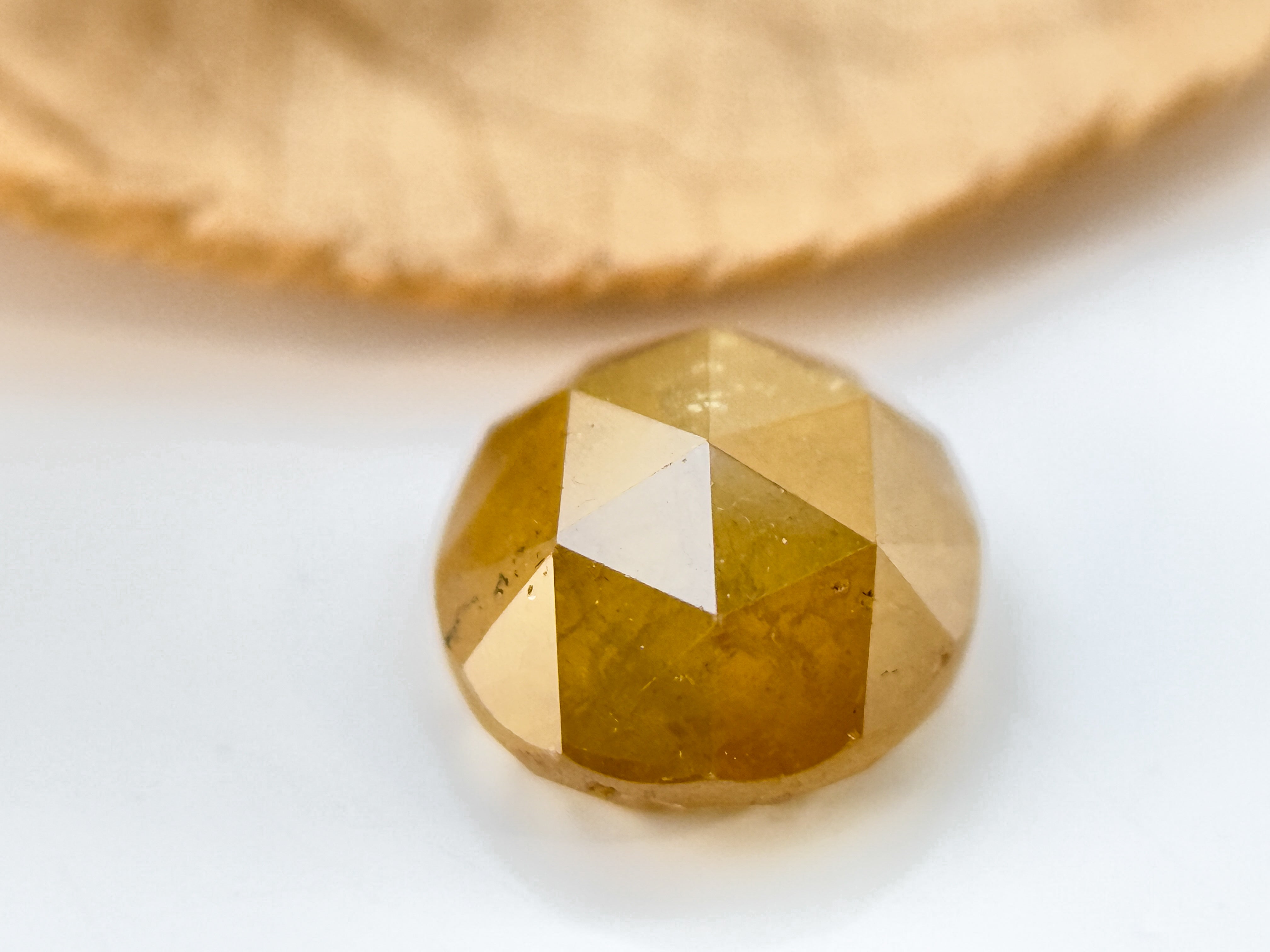 1.30 Ct Round Rose Cut Yellow Natural Salt and Pepper Diamond