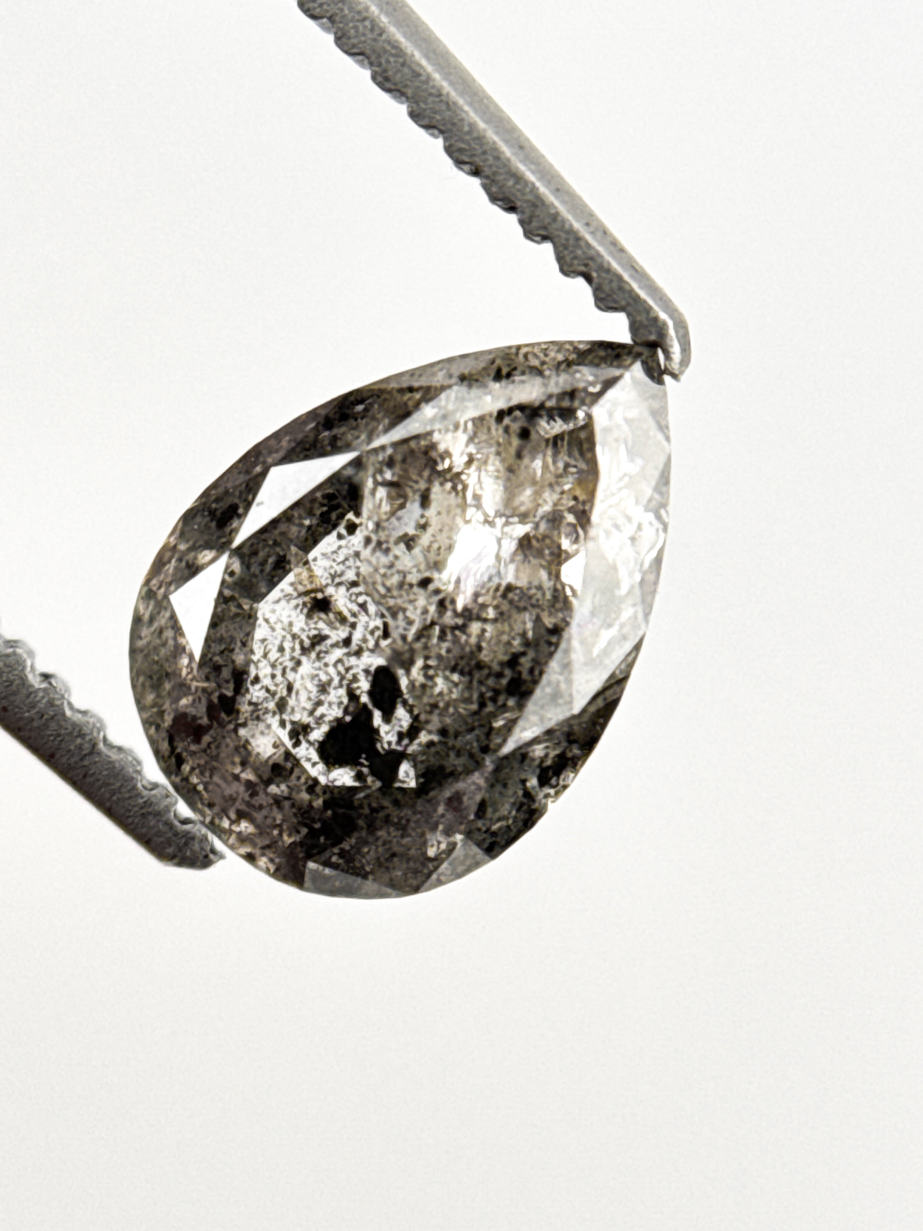 1.27 Ct Pear Rose Cut Grey Natural Galaxy Diamond