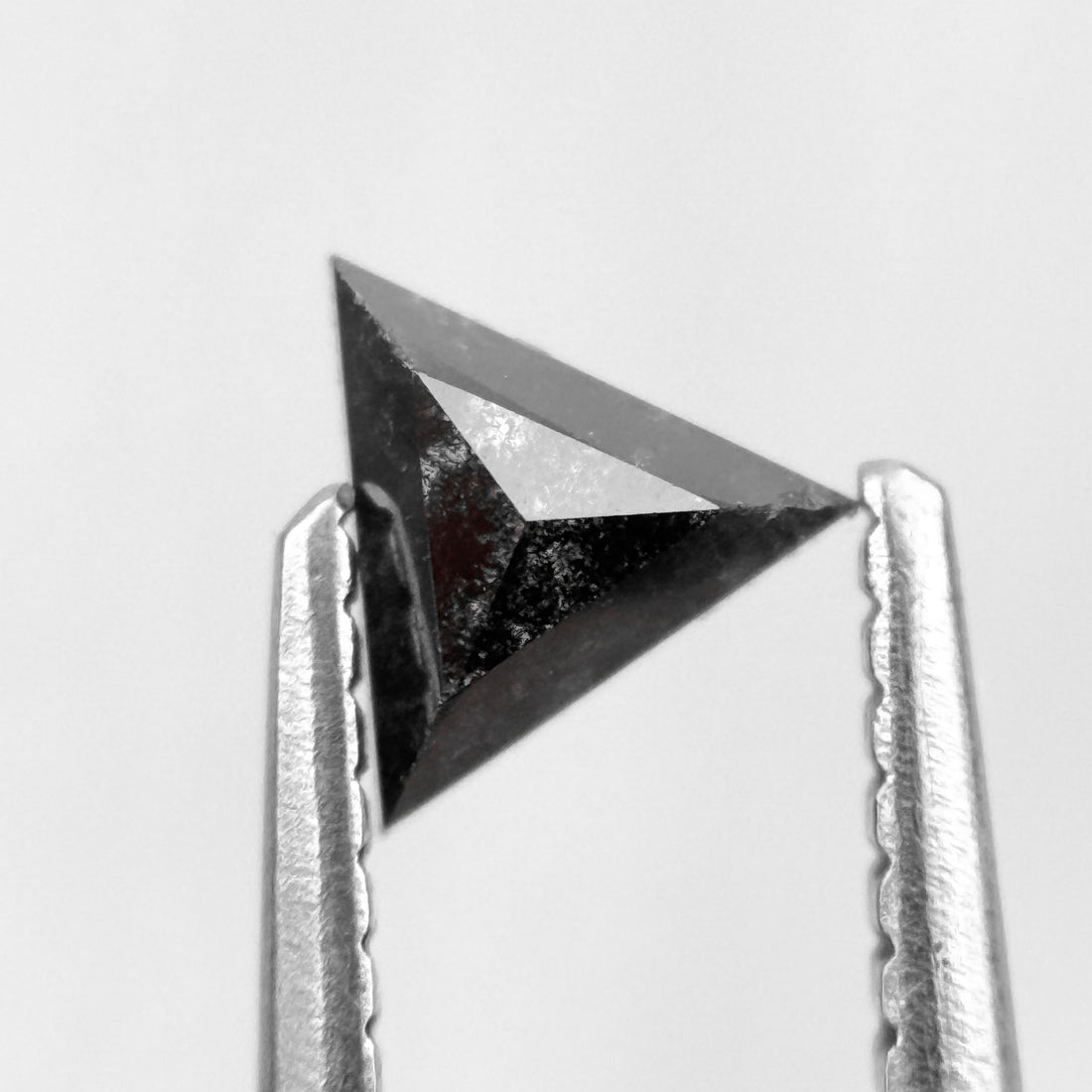 0.40 Ct Triangle Rose Cut Black Natural Salt and Pepper Diamond