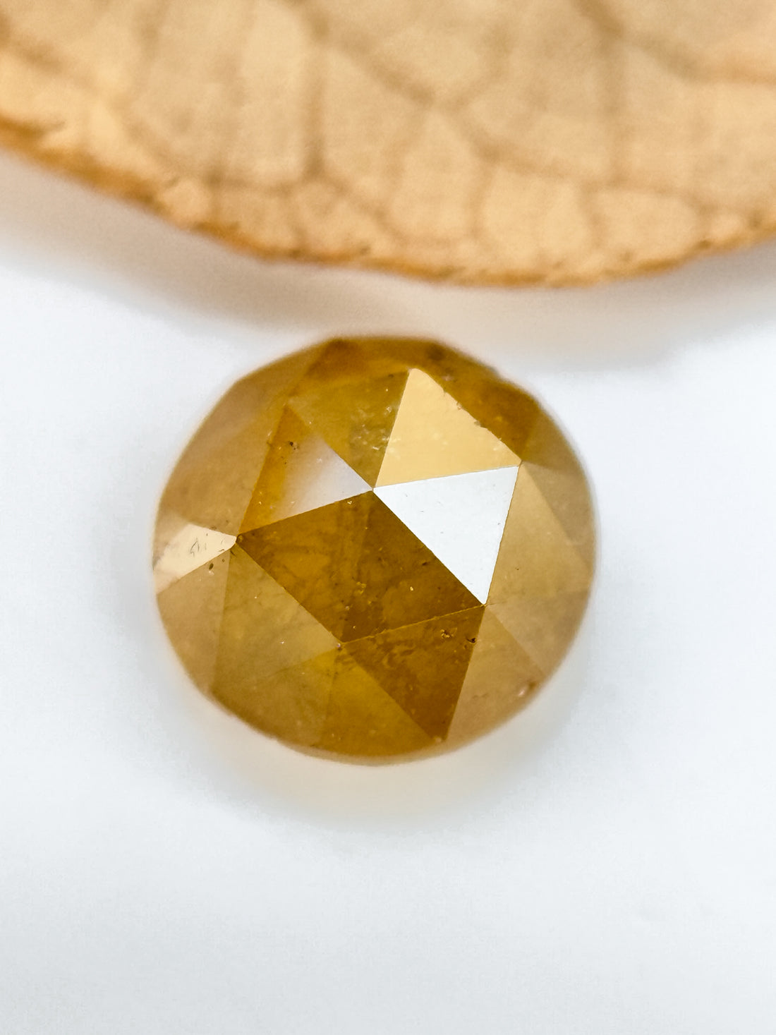 1.30 Ct Round Rose Cut Yellow Natural Salt and Pepper Diamond