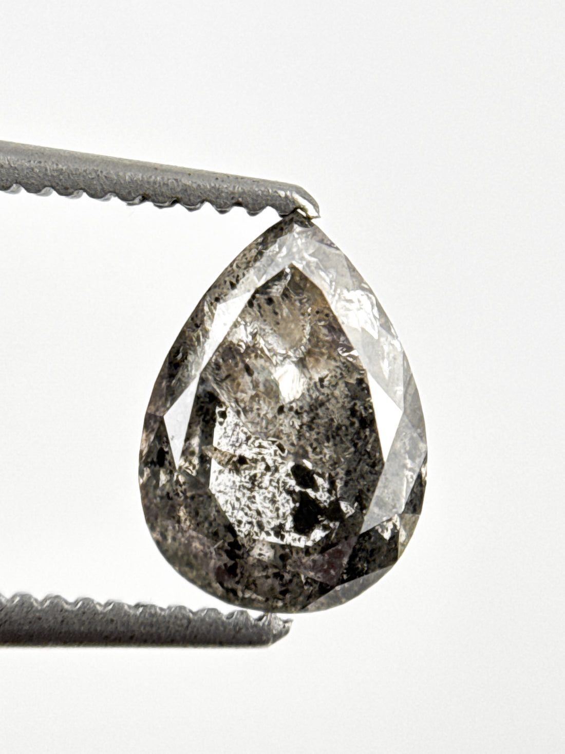 1.27 Ct Pear Rose Cut Grey Natural Galaxy Diamond