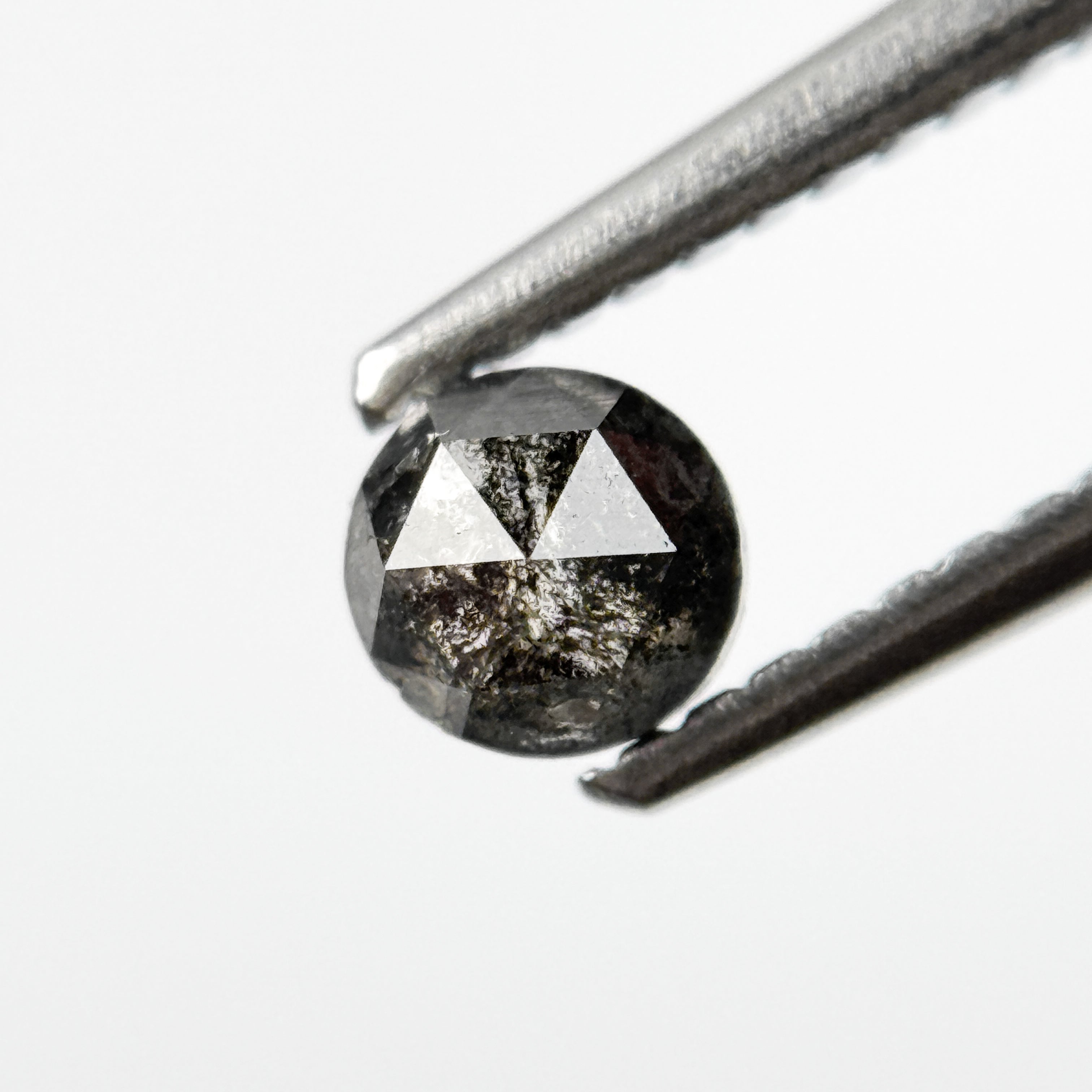 0.32 Ct Round Rose Cut Grey Natural Salt and Pepper Diamond