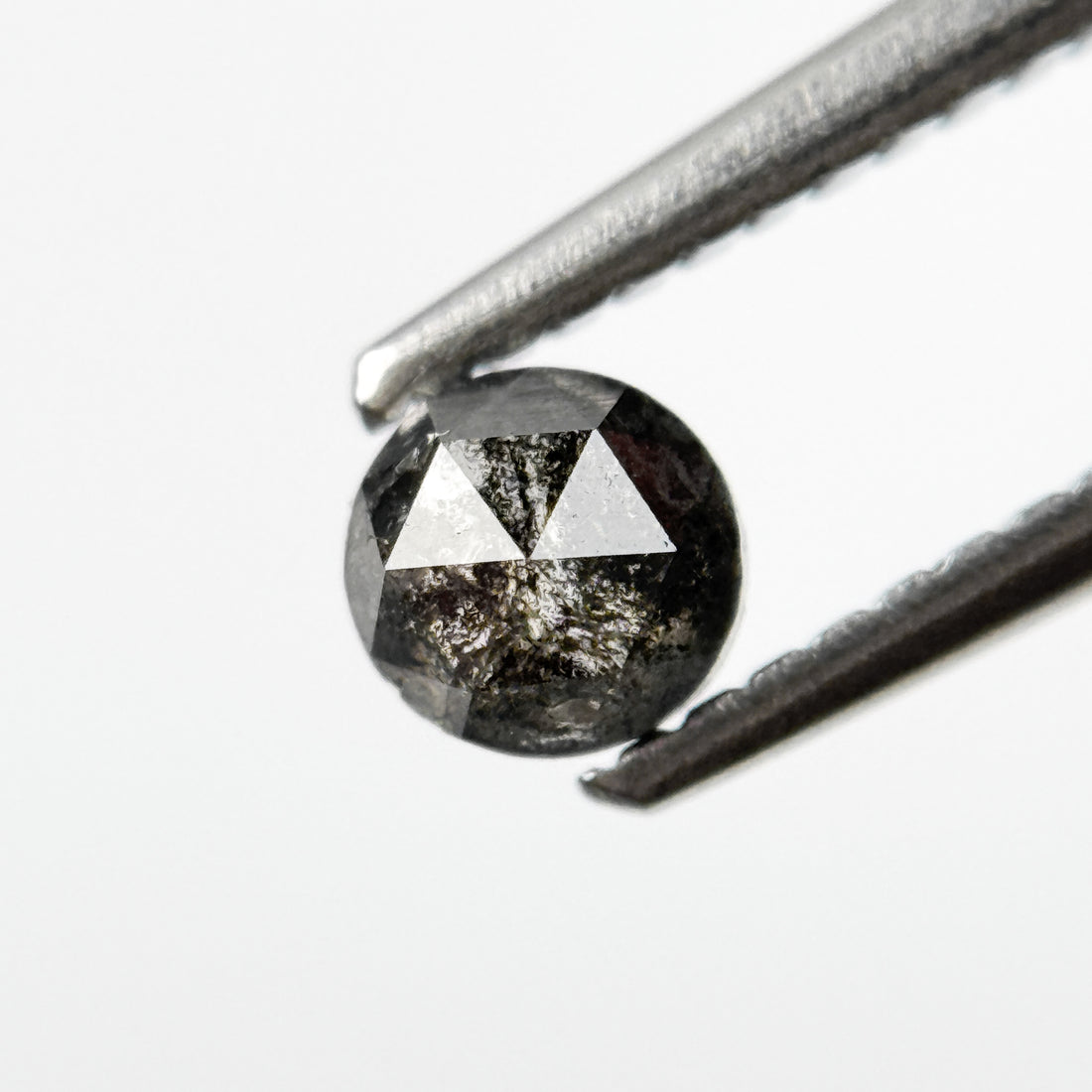 0.32 Ct Round Rose Cut Grey Natural Salt and Pepper Diamond
