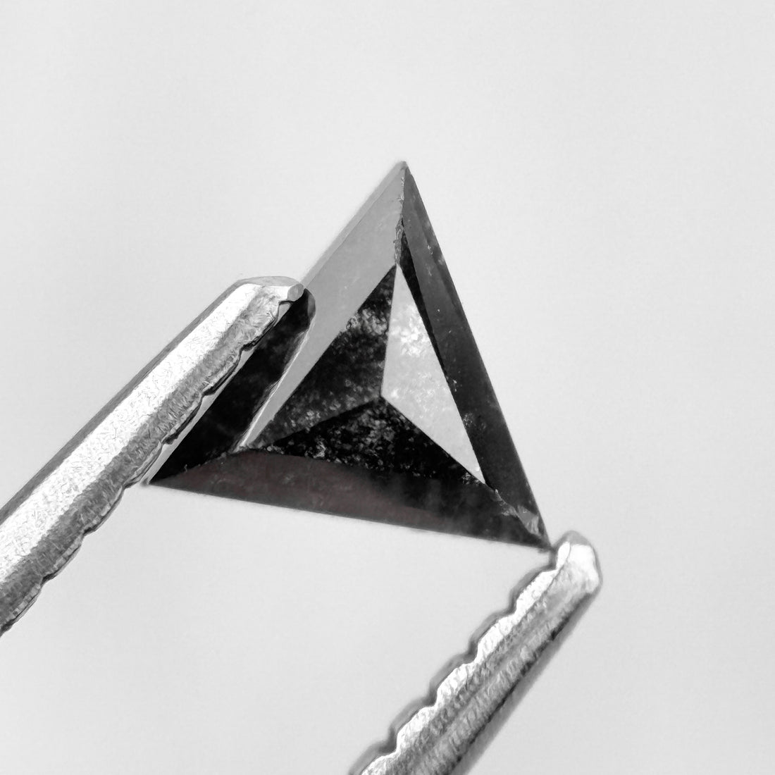 0.40 Ct Triangle Rose Cut Black Natural Salt and Pepper Diamond