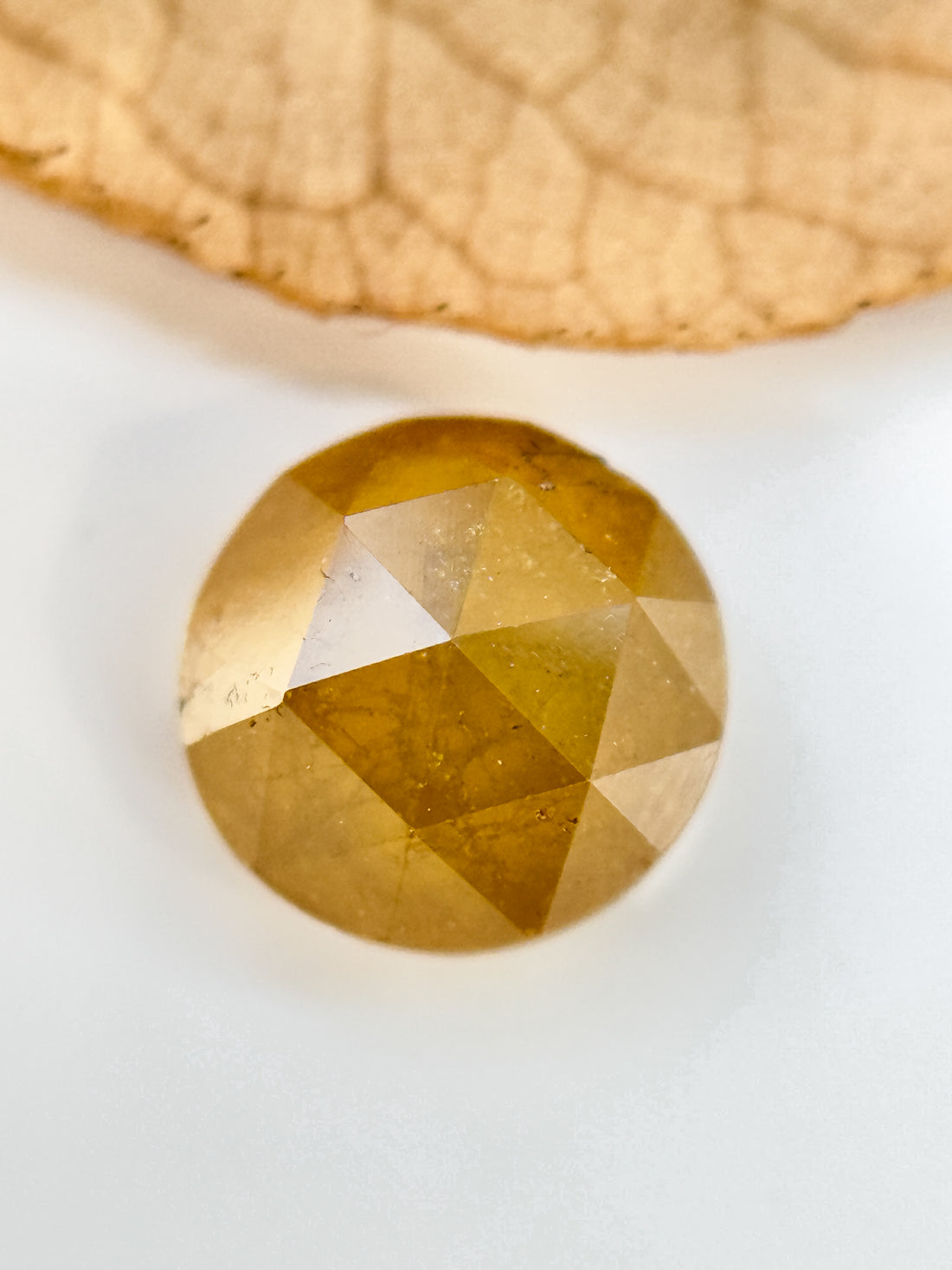 1.30 Ct Round Rose Cut Yellow Natural Salt and Pepper Diamond
