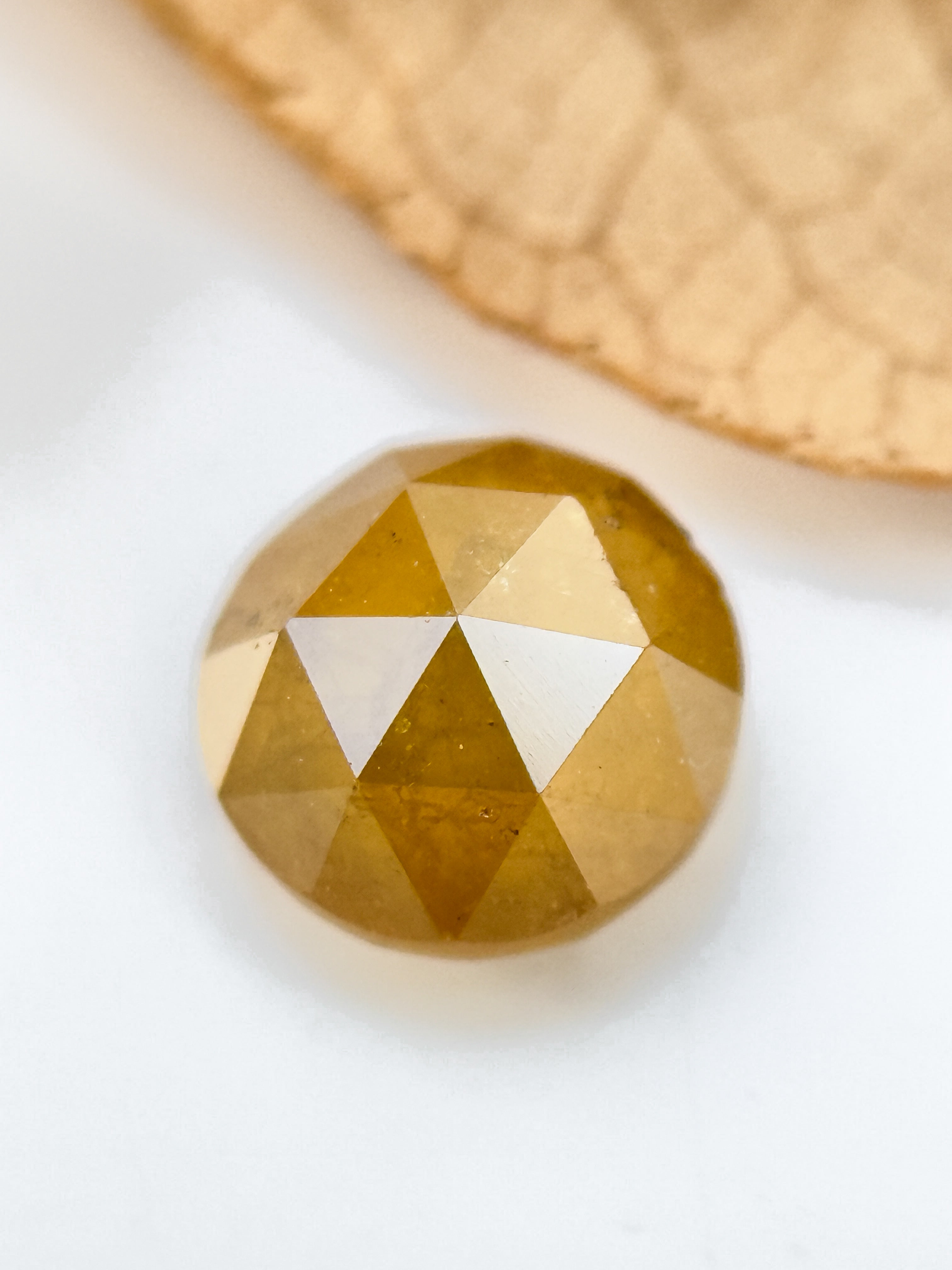 1.30 Ct Round Rose Cut Yellow Natural Salt and Pepper Diamond