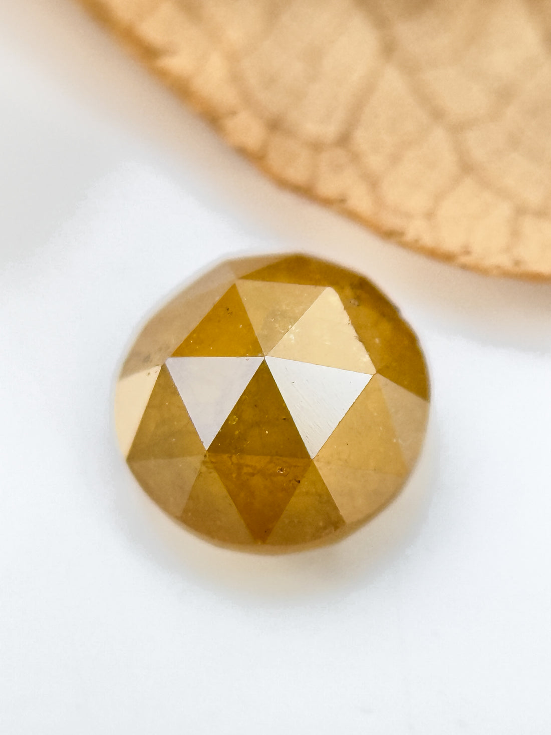 1.30 Ct Round Rose Cut Yellow Natural Salt and Pepper Diamond