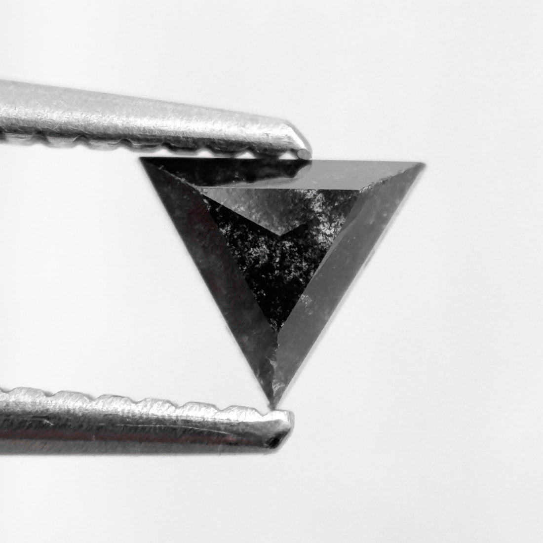 0.40 Ct Triangle Rose Cut Black Natural Salt and Pepper Diamond