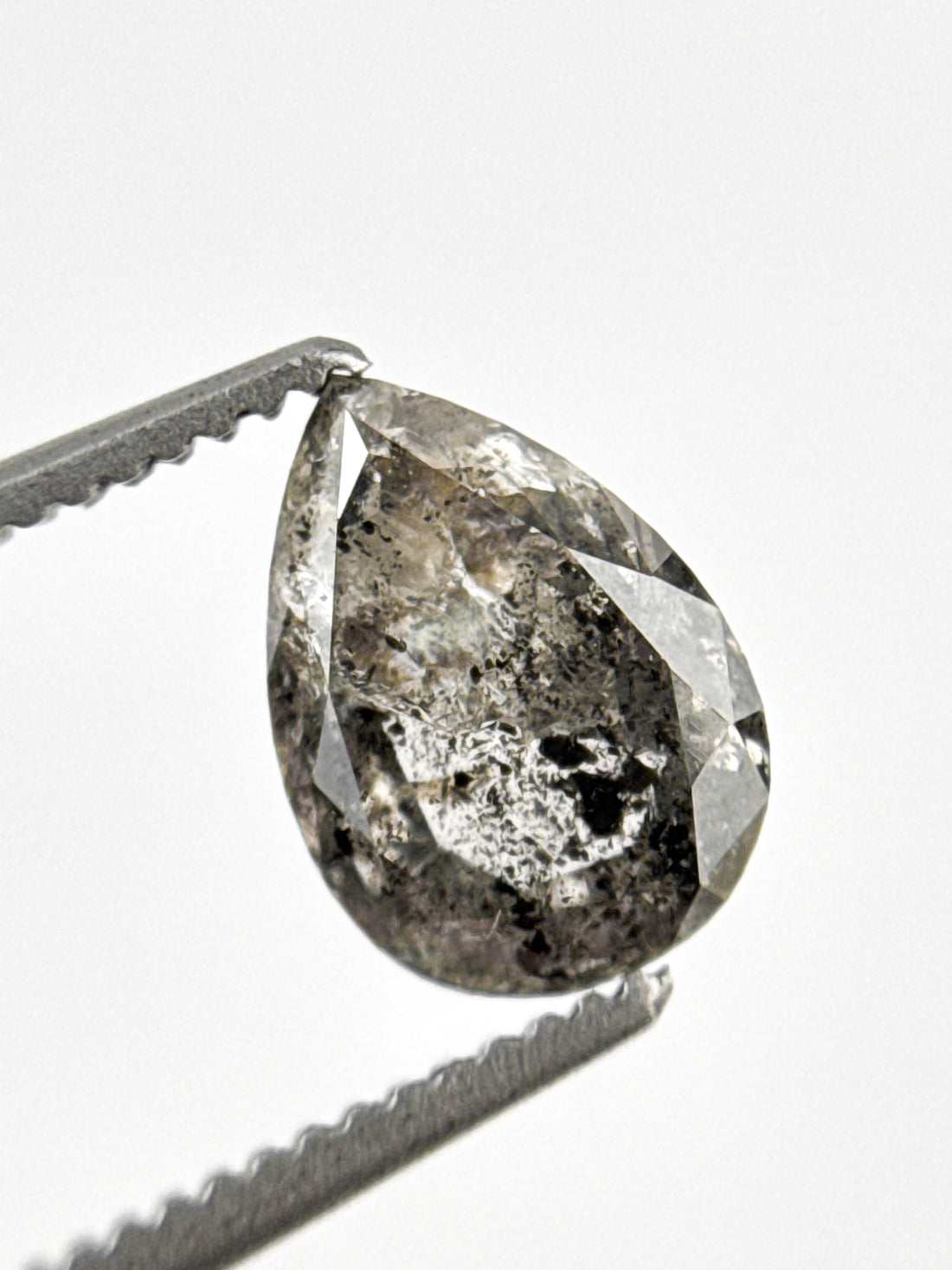 1.27 Ct Pear Rose Cut Grey Natural Galaxy Diamond