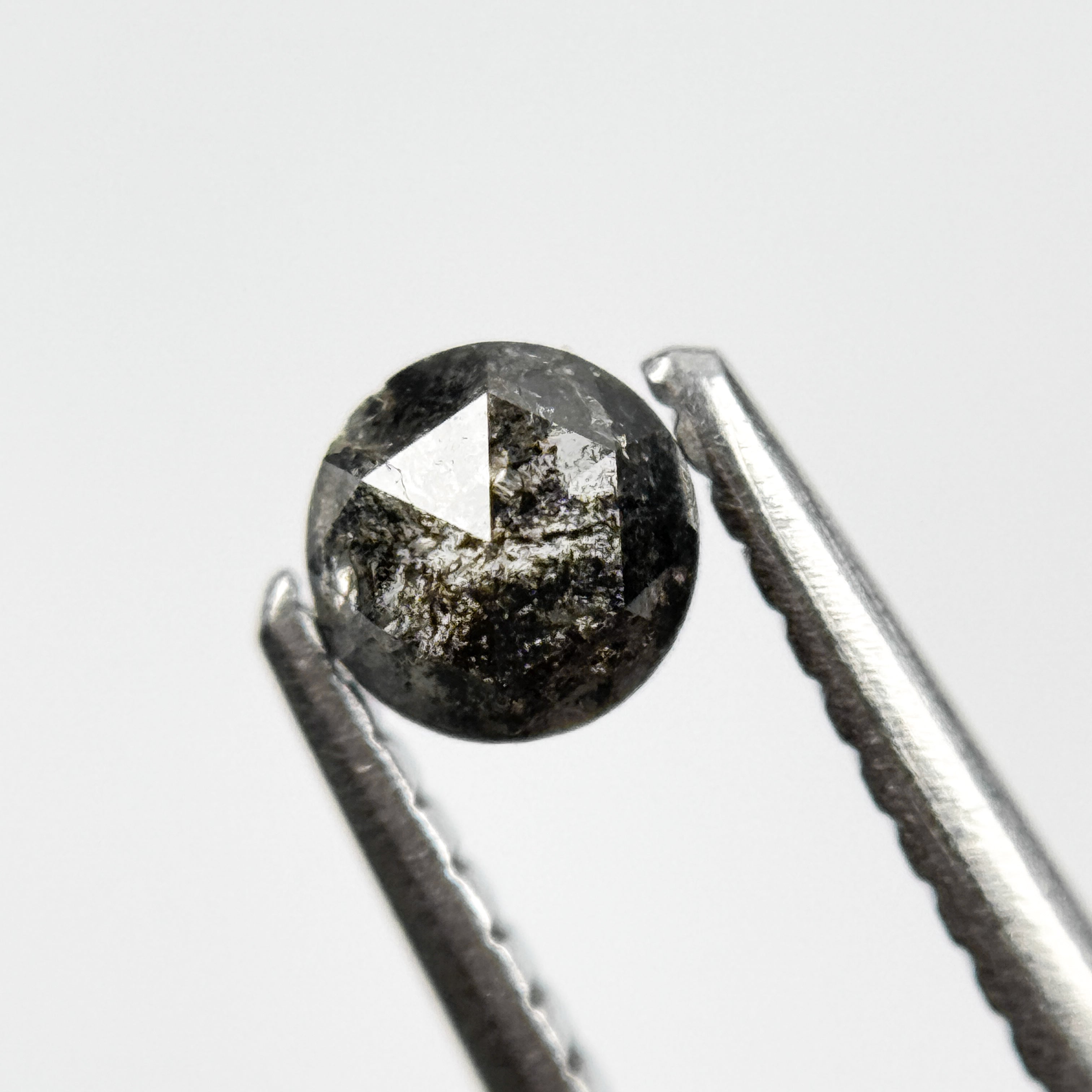 0.32 Ct Round Rose Cut Grey Natural Salt and Pepper Diamond