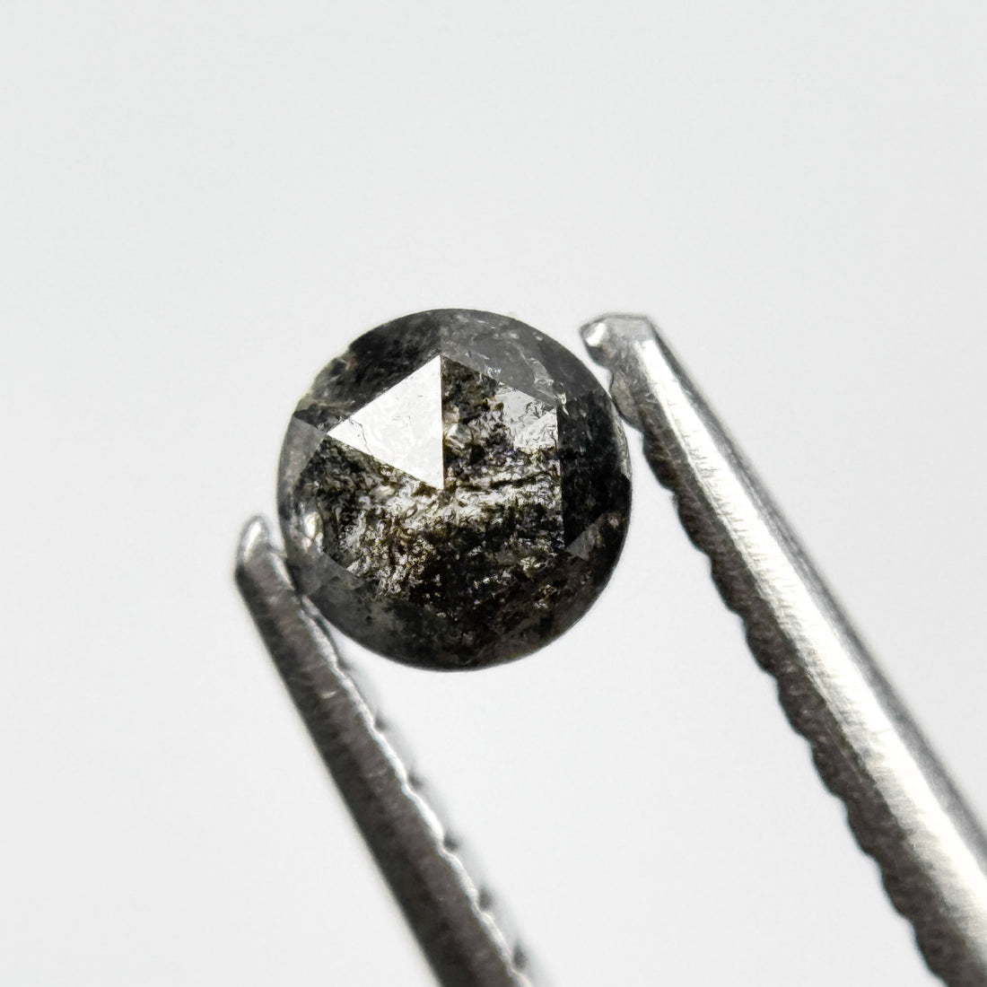 0.32 Ct Round Rose Cut Grey Natural Salt and Pepper Diamond